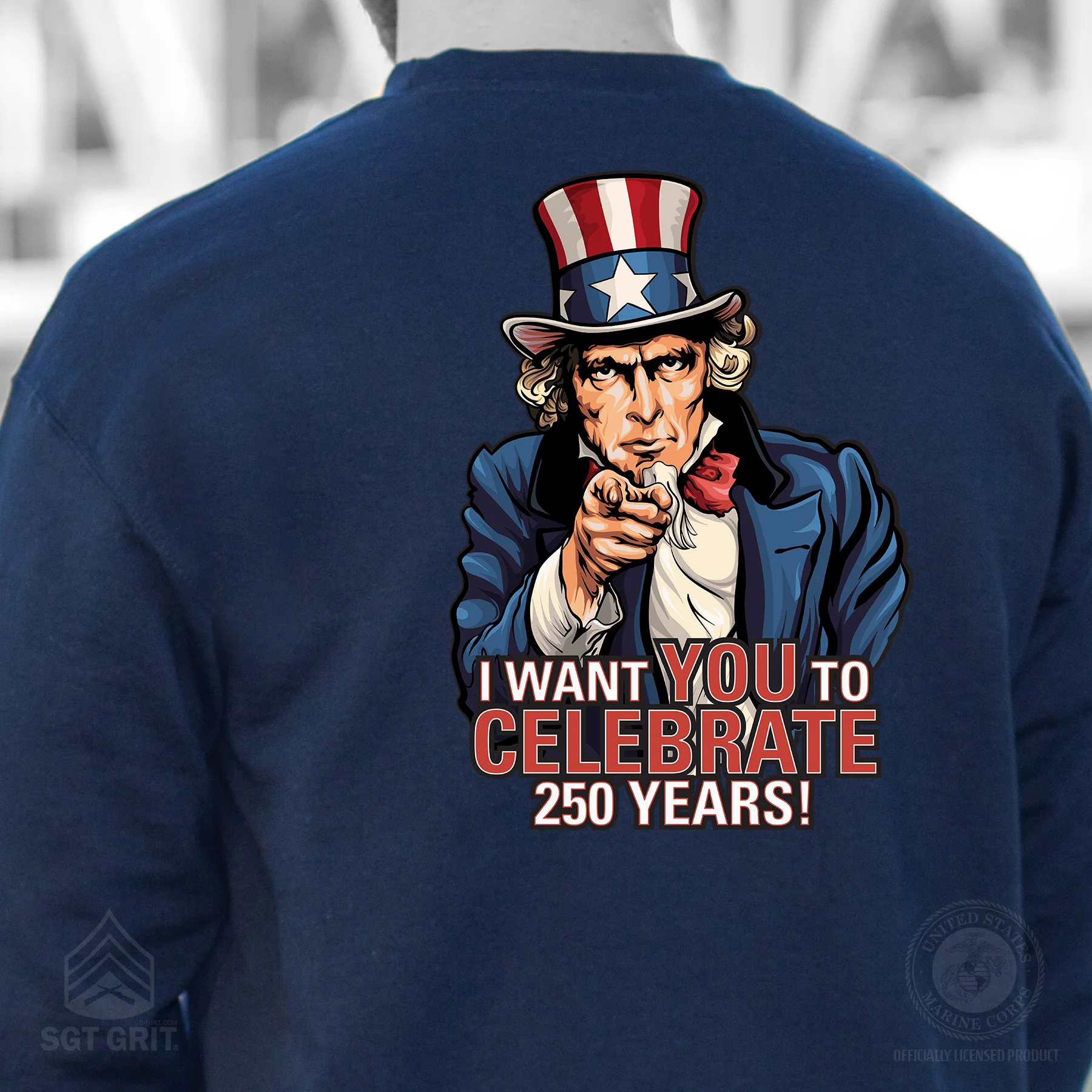 I Want You to Celebrate 250 Years Sweatshirt - Back Design - Image 3