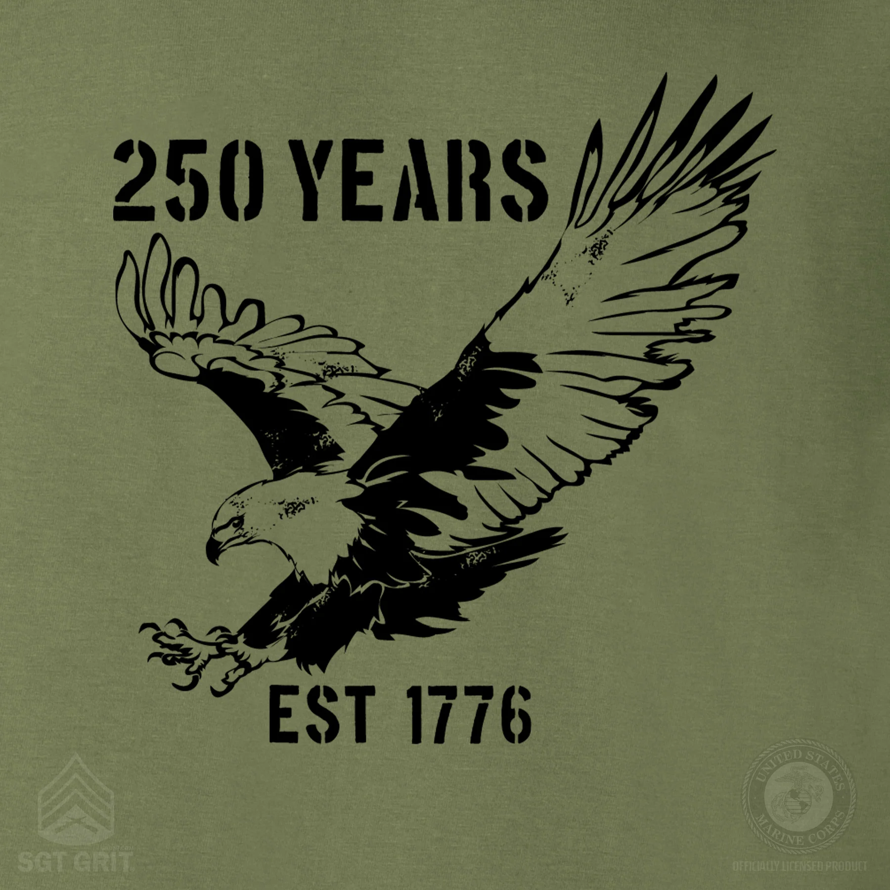 250 Years Eagle Sweatshirt – OD Green - Image 6
