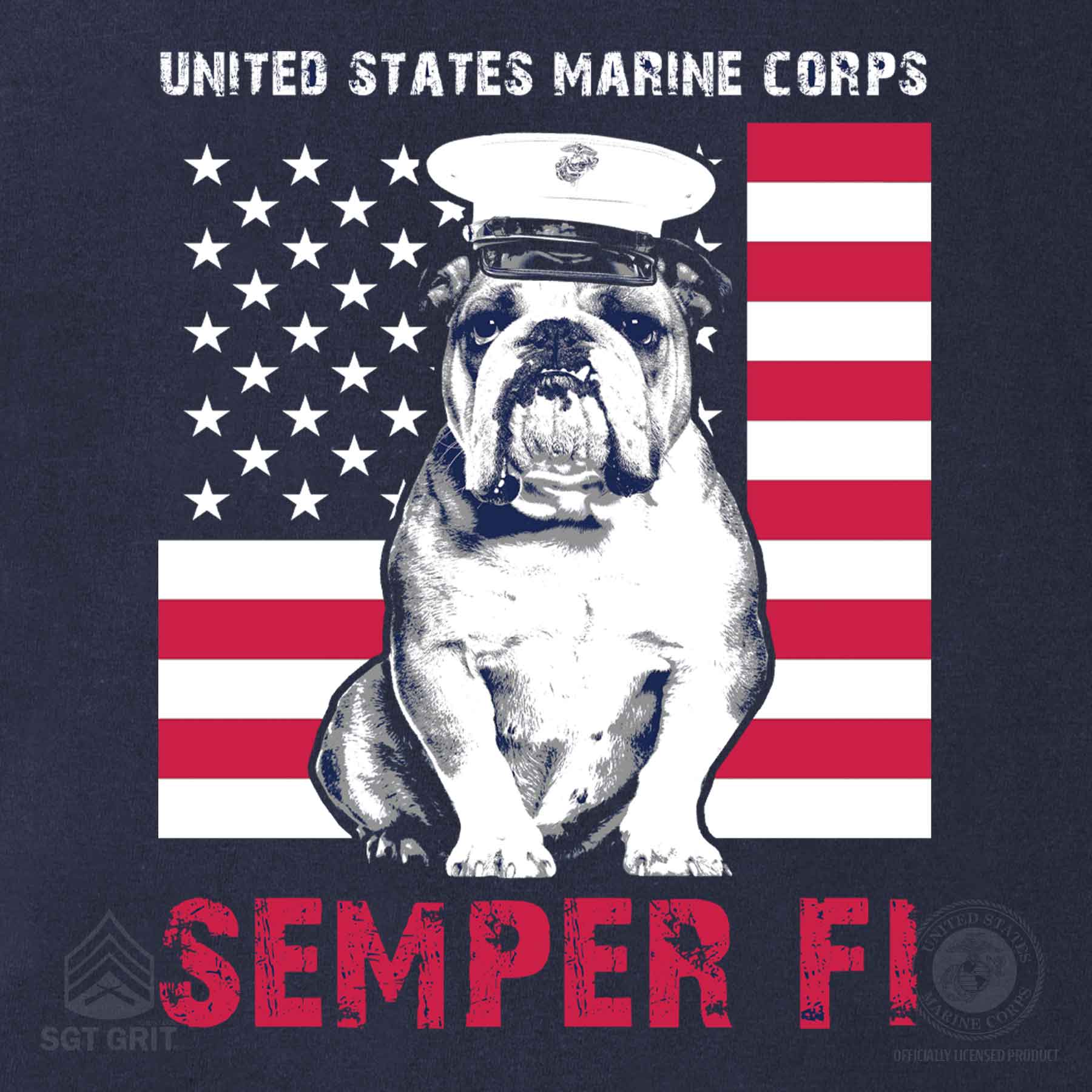 Dress Blues Bulldog Full Front T-shirt - Image 3