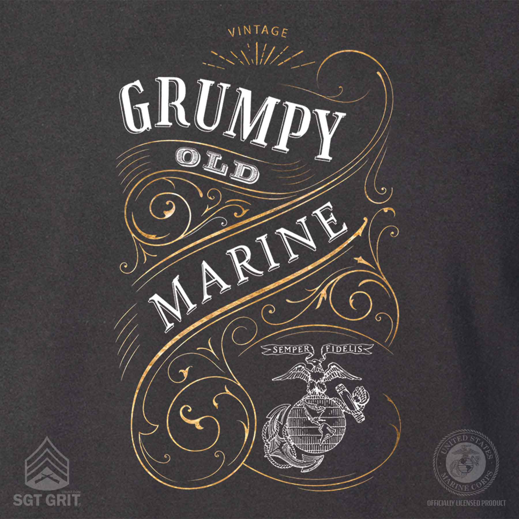 Grumpy Old Marine Vintage EGA Back With Left Chest T-shirt - Image 7
