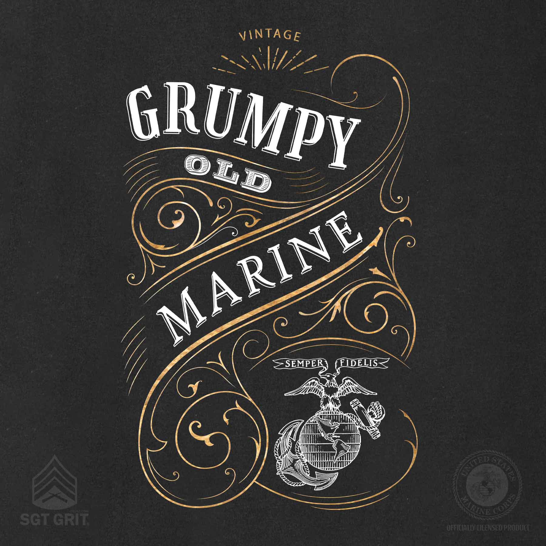 Grumpy Old Marine Vintage EGA Full Front T-shirt - Image 3