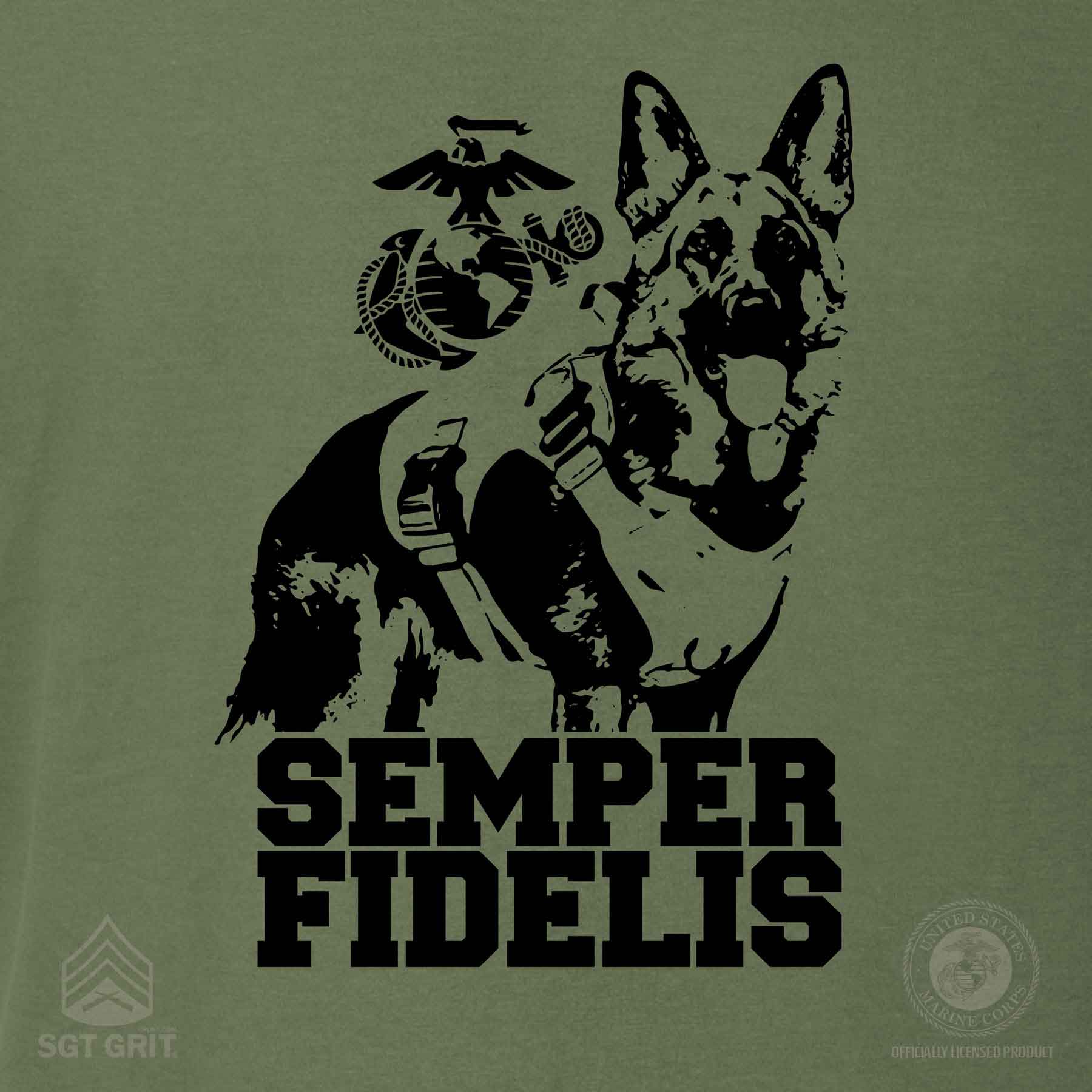 Marine Corps K-9 T-shirt with German Shepherd Graphic Design - Image 3