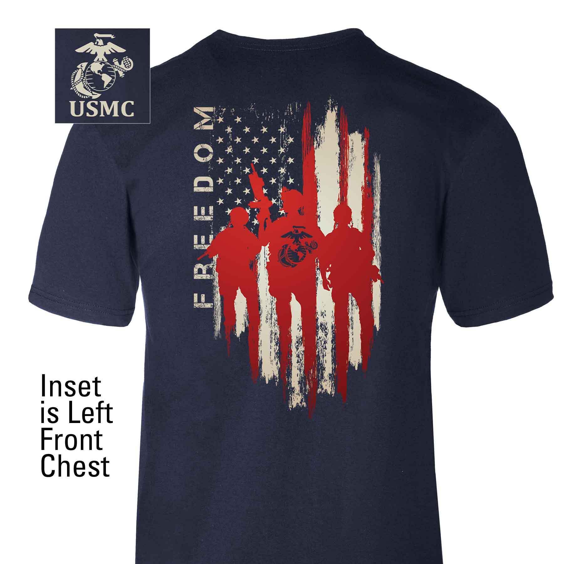 USMC Freedom Warriors Back With Left Chest T-shirt