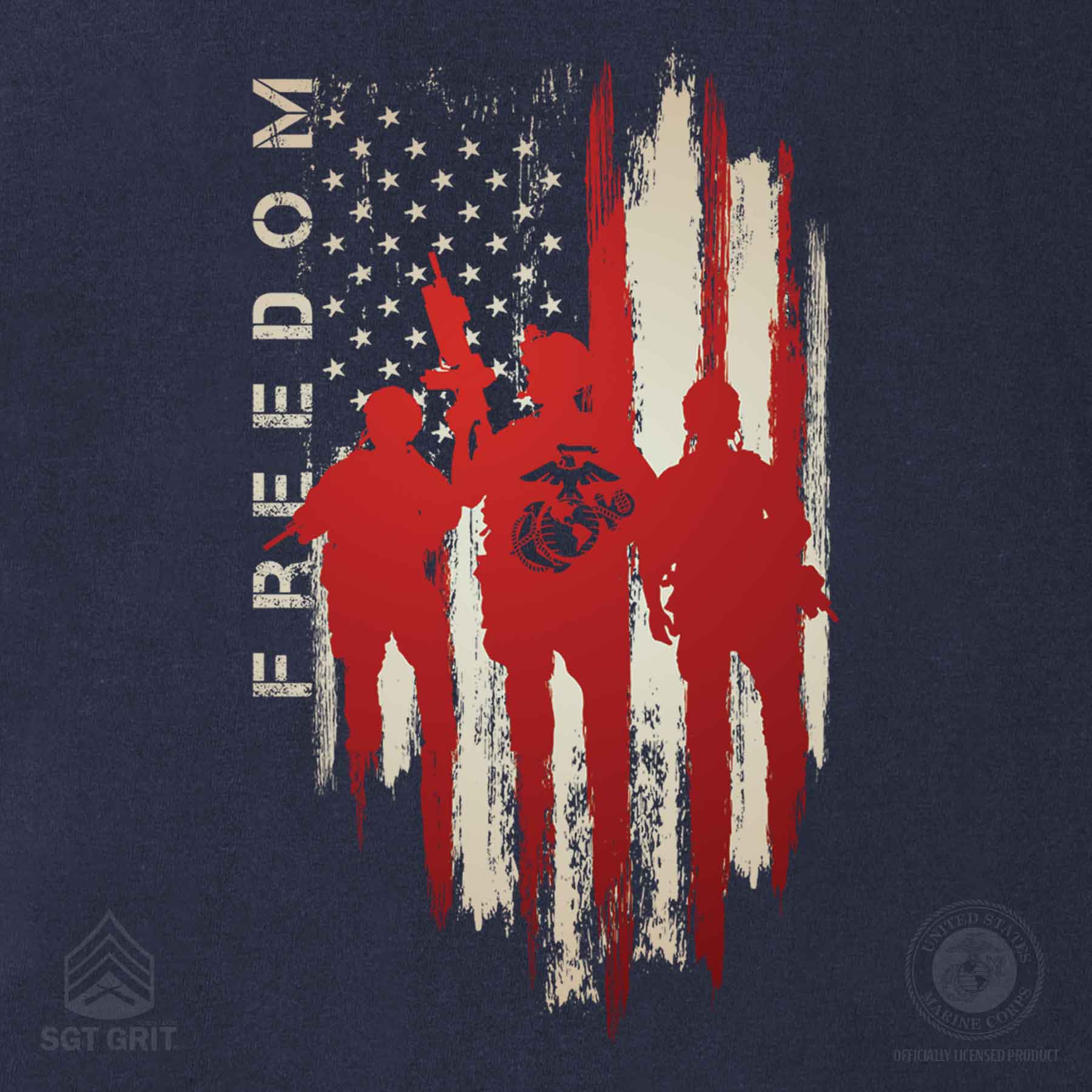 USMC Freedom Warriors Back With Left Chest T-shirt - Image 7