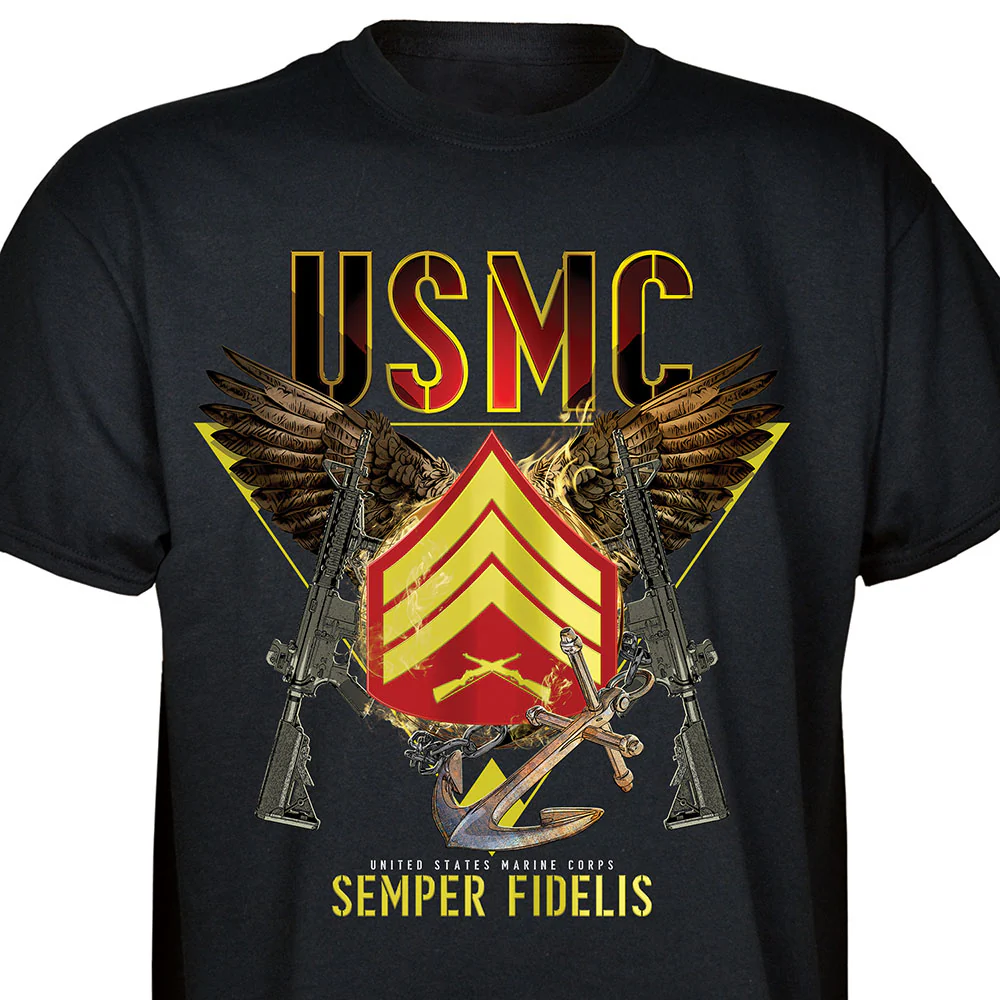 Exclusive Marine Corps T-shirt Customized by Rank