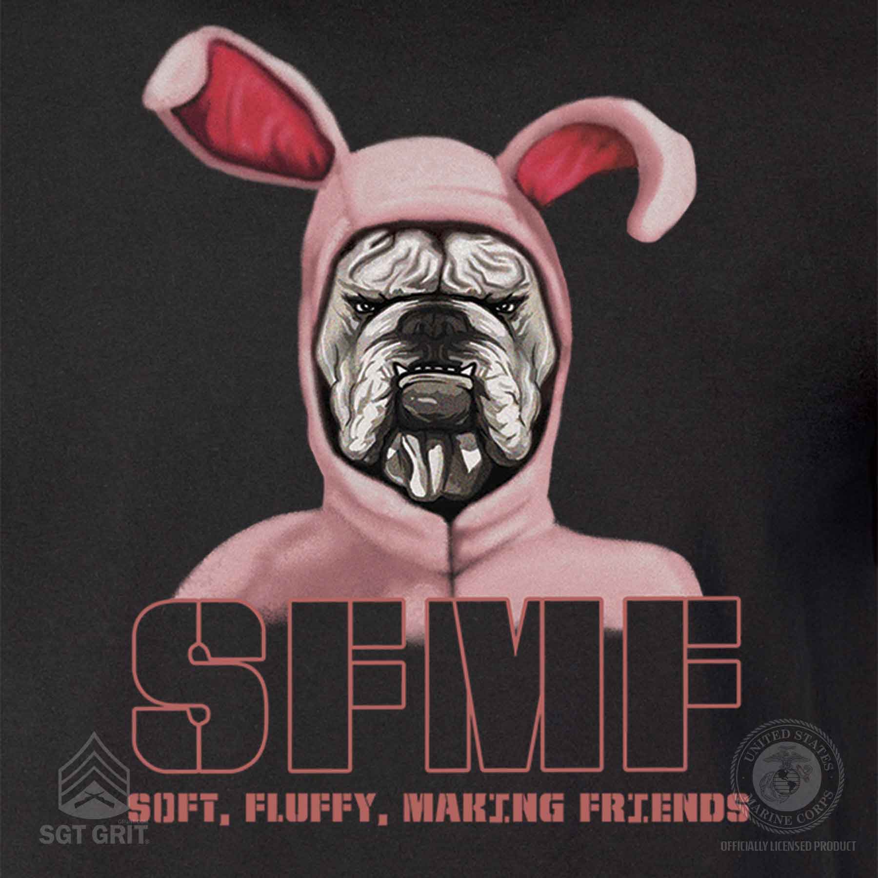 Marine Corps Bulldog Mascot in Pink Bunny Costume - Image 3