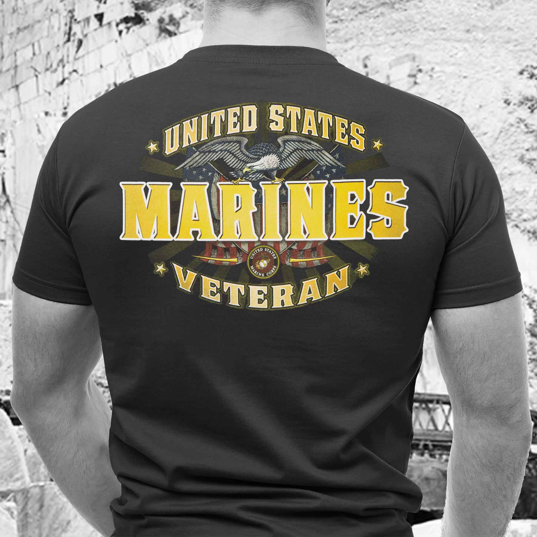 Marine Veteran Perched Eagle T-shirt - Image 5