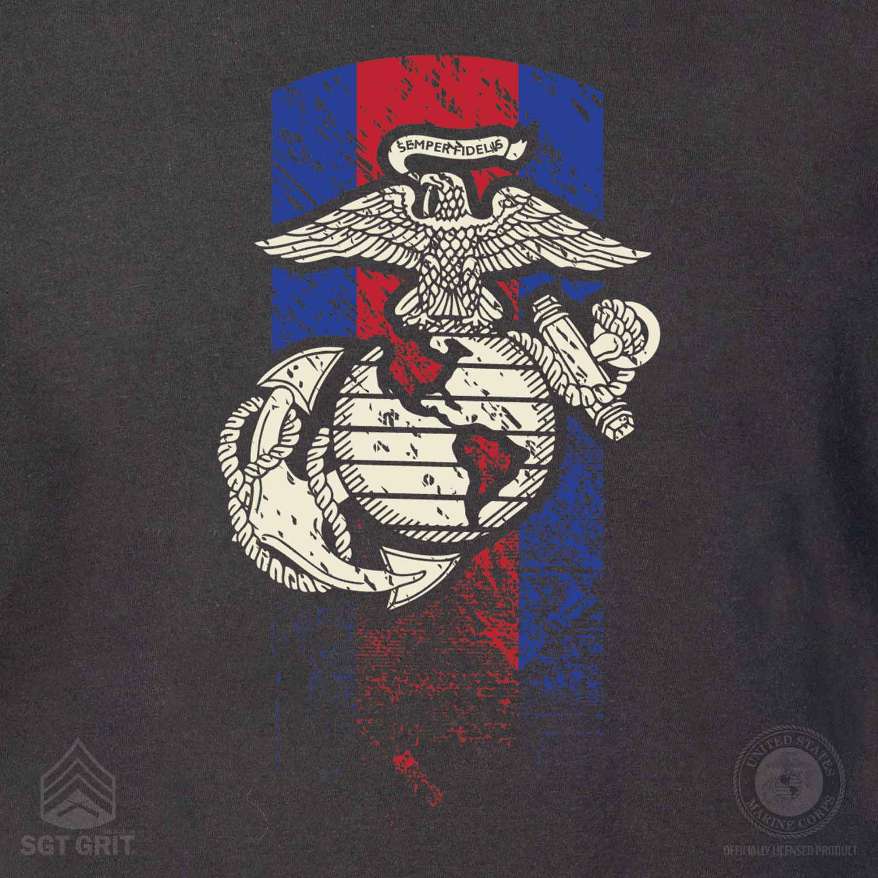 USMC Blood Stripe EGA T-shirt, Black - Image 3