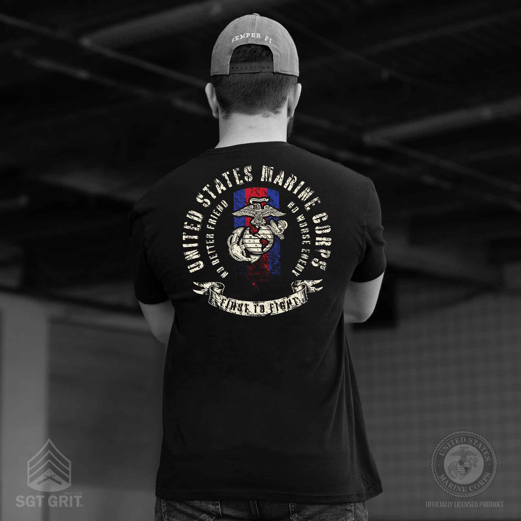 USMC Blood Stripe EGA T-shirt, Black - Image 5