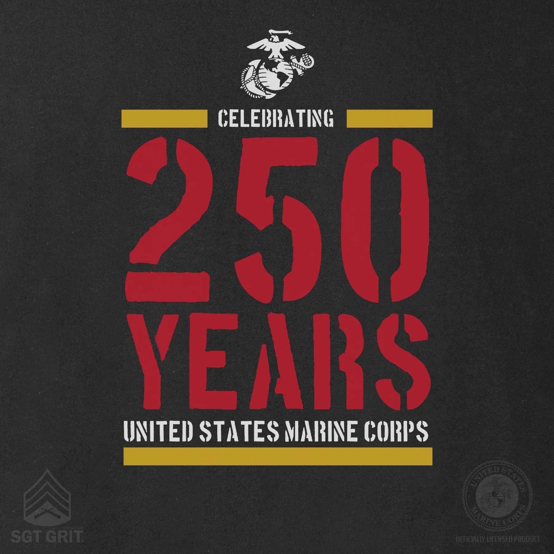 USMC Celebrating 250 Years T-Shirt- Black - Image 3