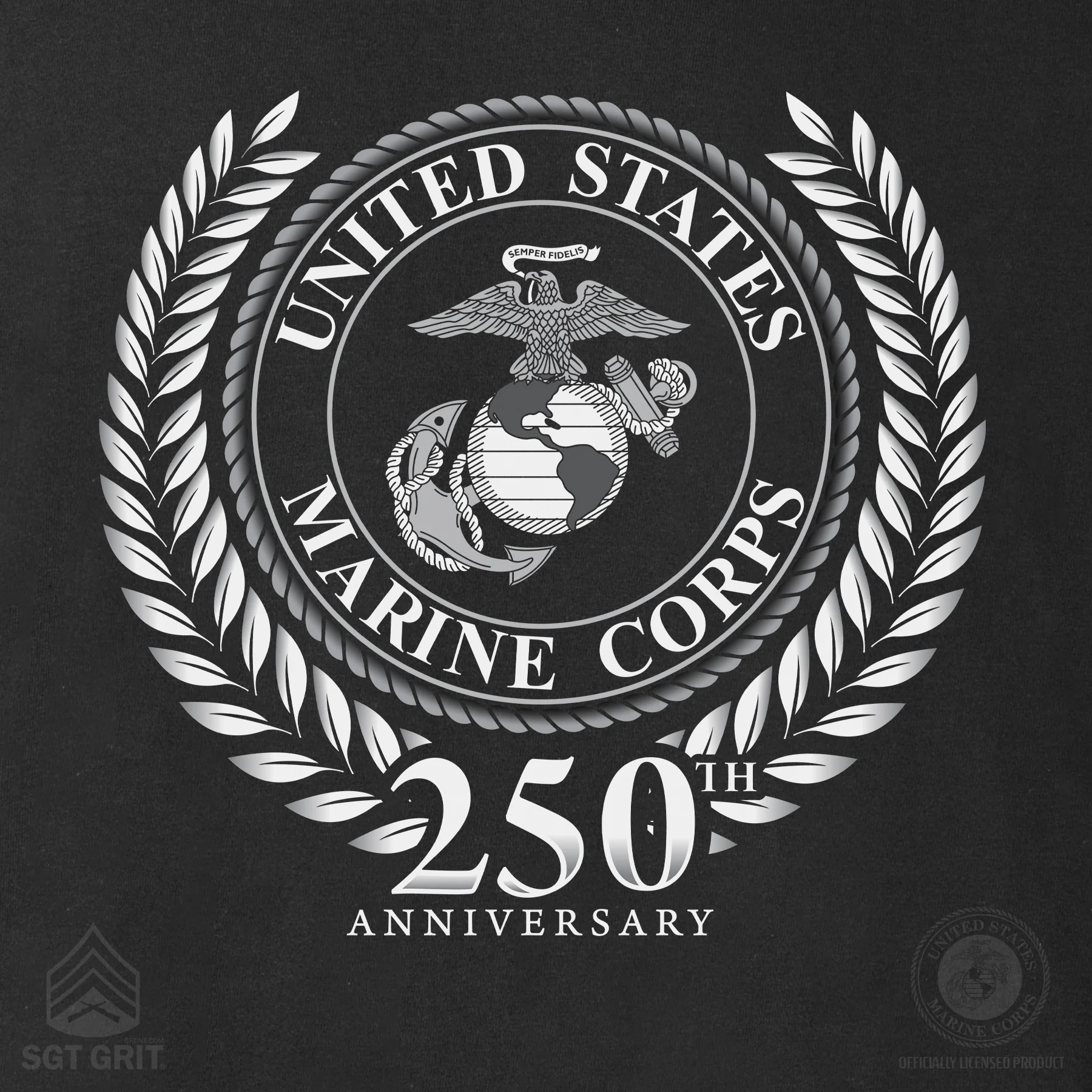 USMC 250th Anniversary Grayscale T-shirt - Image 3