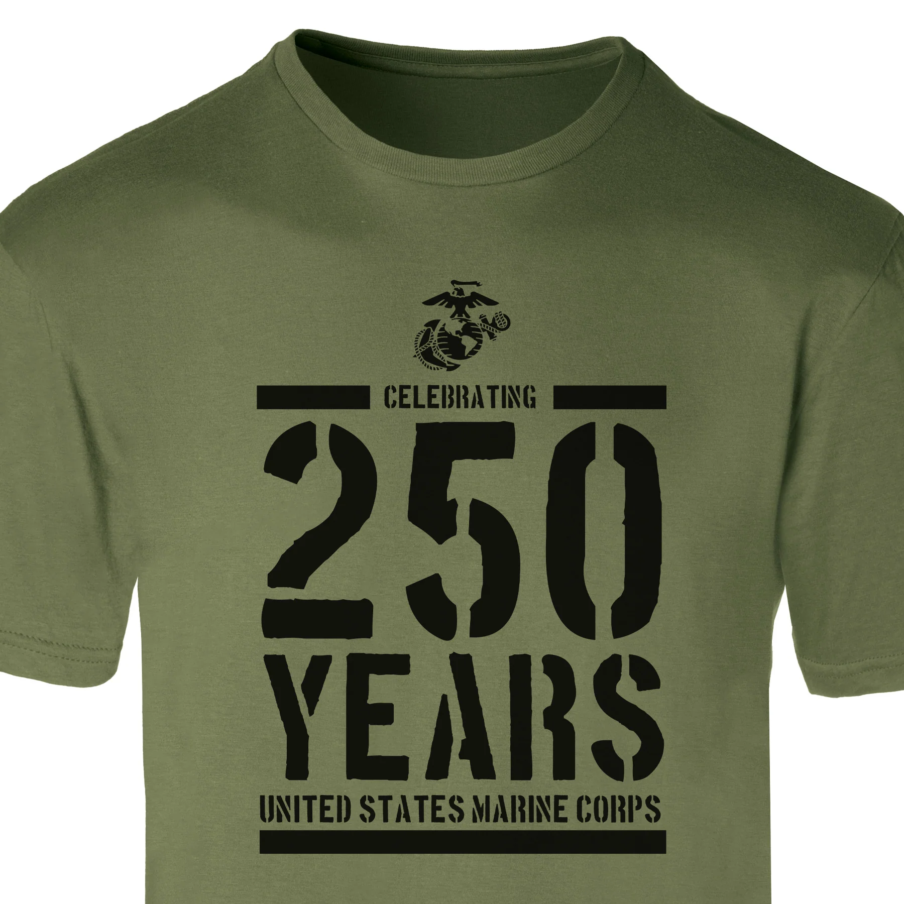 USMC Celebrating 250 Years T-Shirt- OD Green