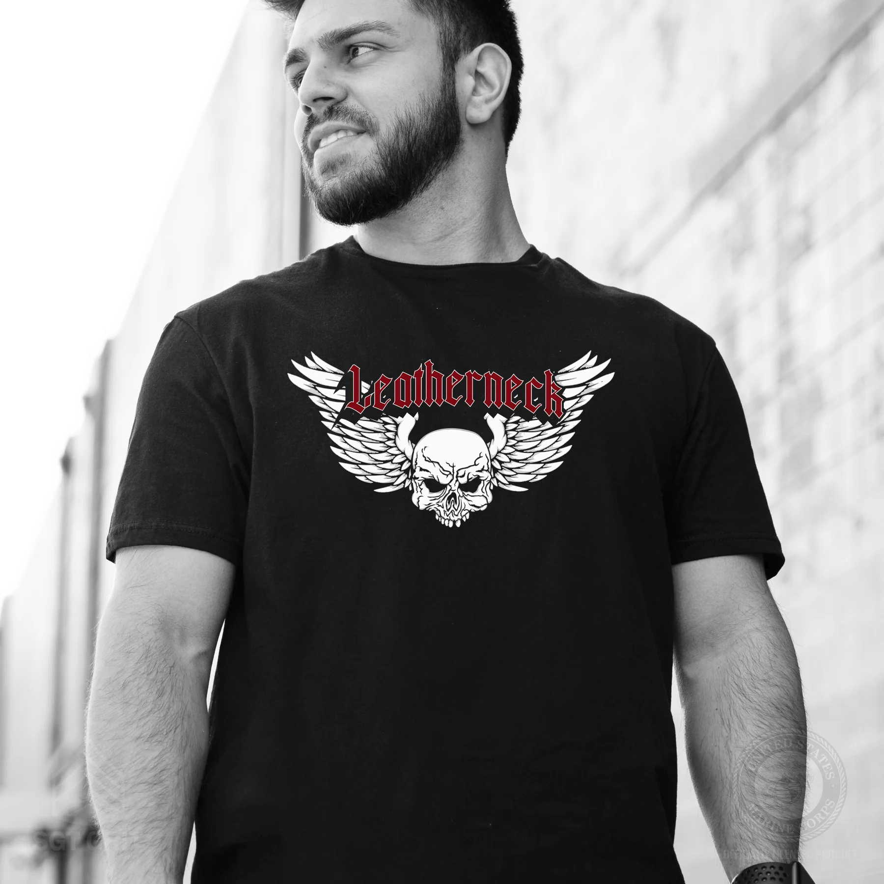 Leatherneck Skull T-Shirt - Black - Image 2