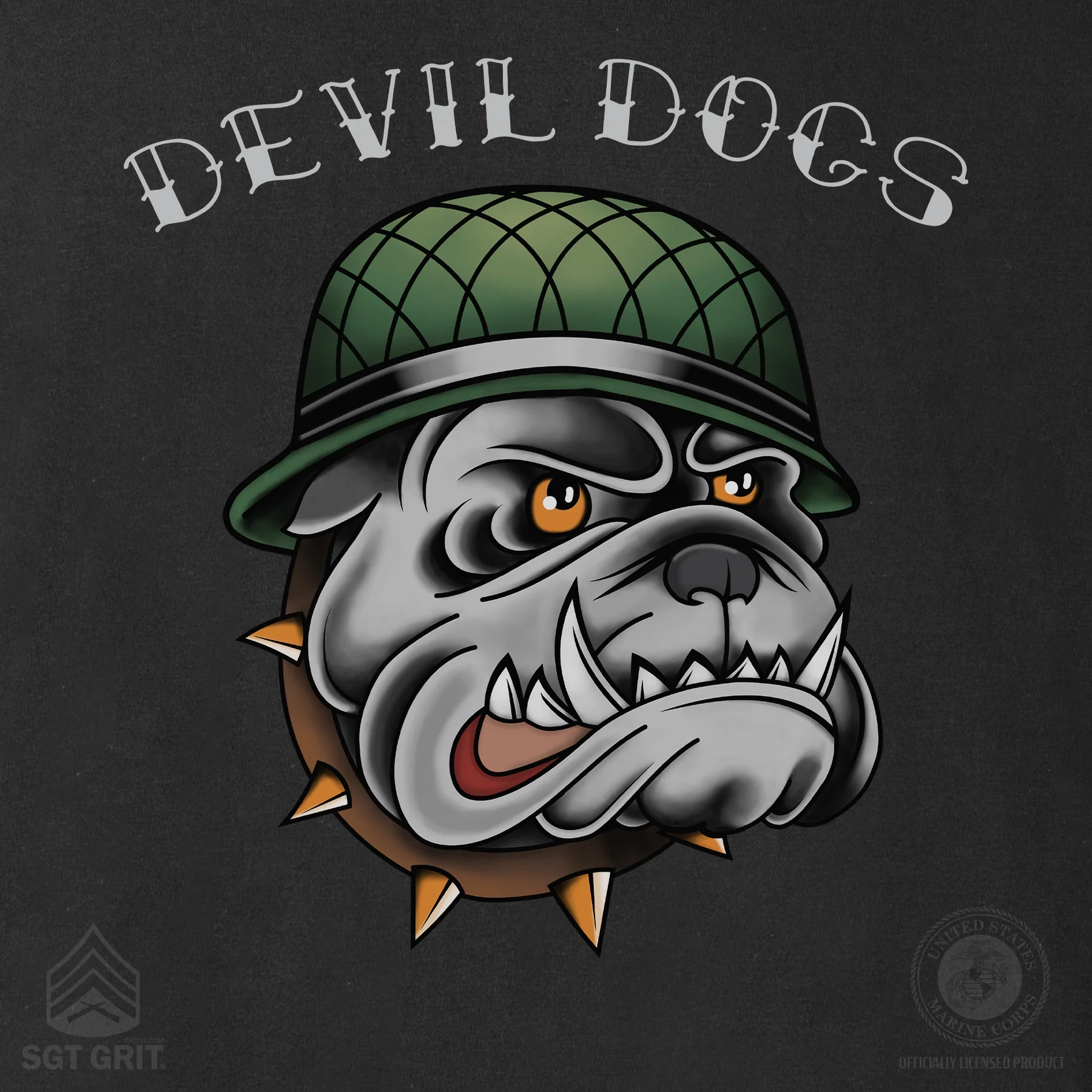 USMC Vintage Tattoo Devil Dogs T-Shirt - Image 3