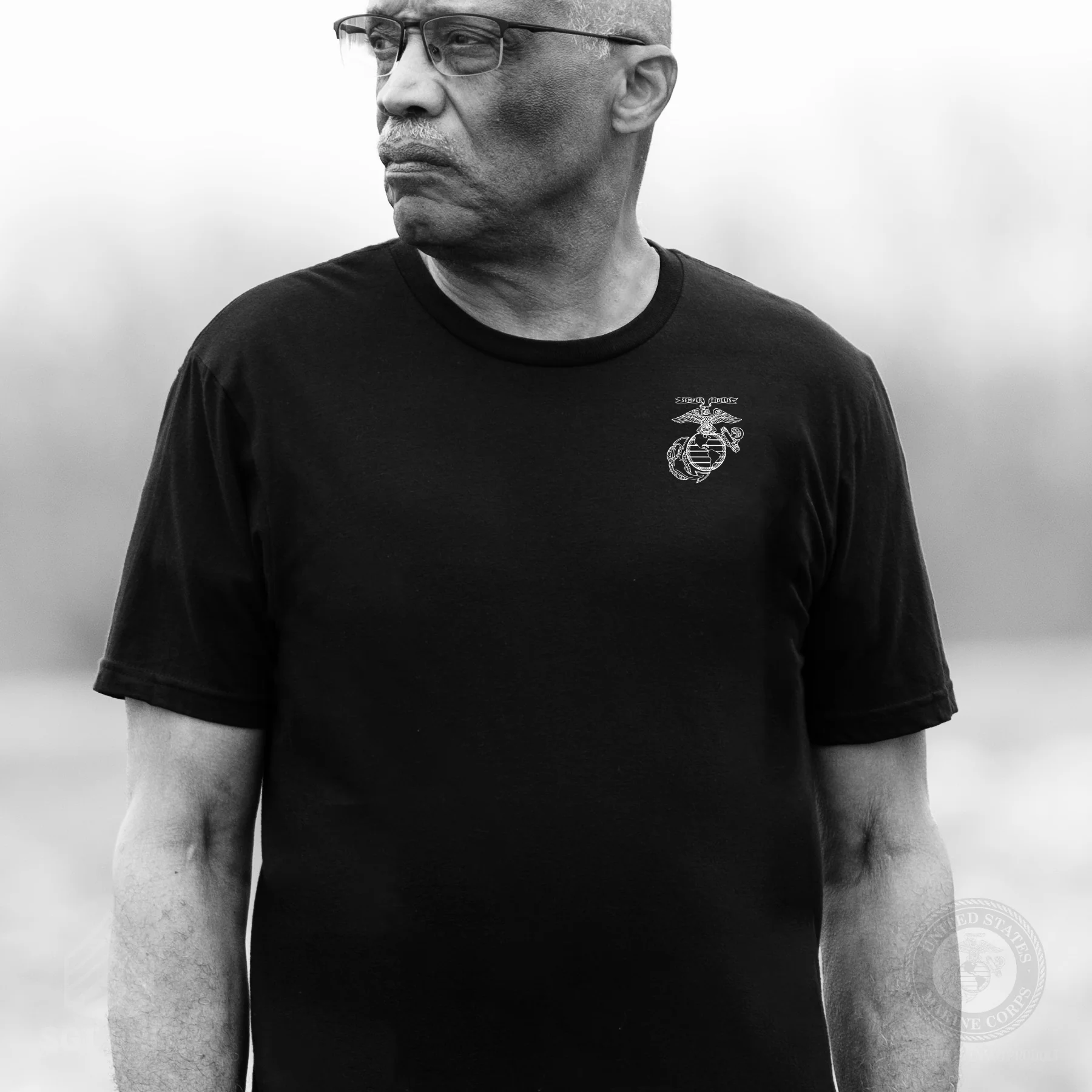 Grumpy Old Marine Vintage EGA T-shirt- Back Design - Image 3