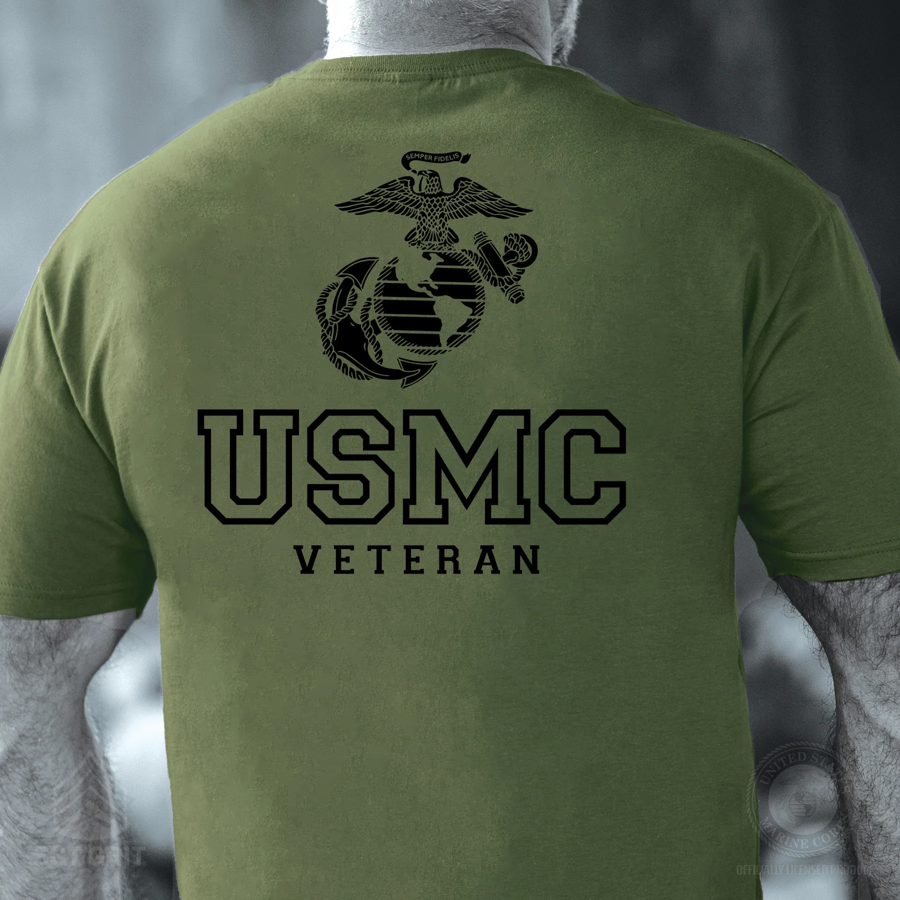 USMC Veteran Tonal T-shirt- Back Design - Image 5