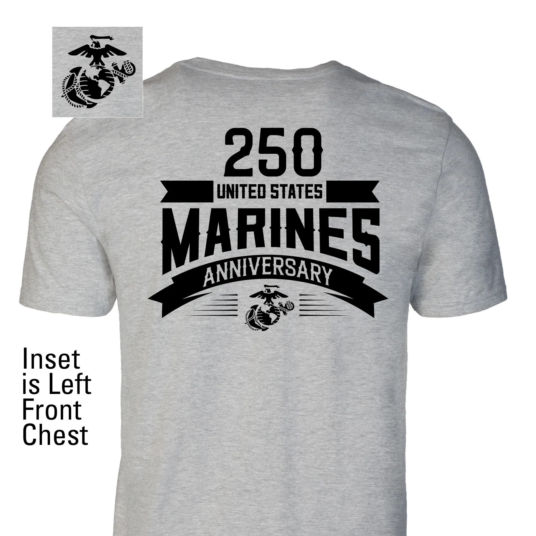 USMC 250th Anniversary Ribbon T-Shirt- Back Design