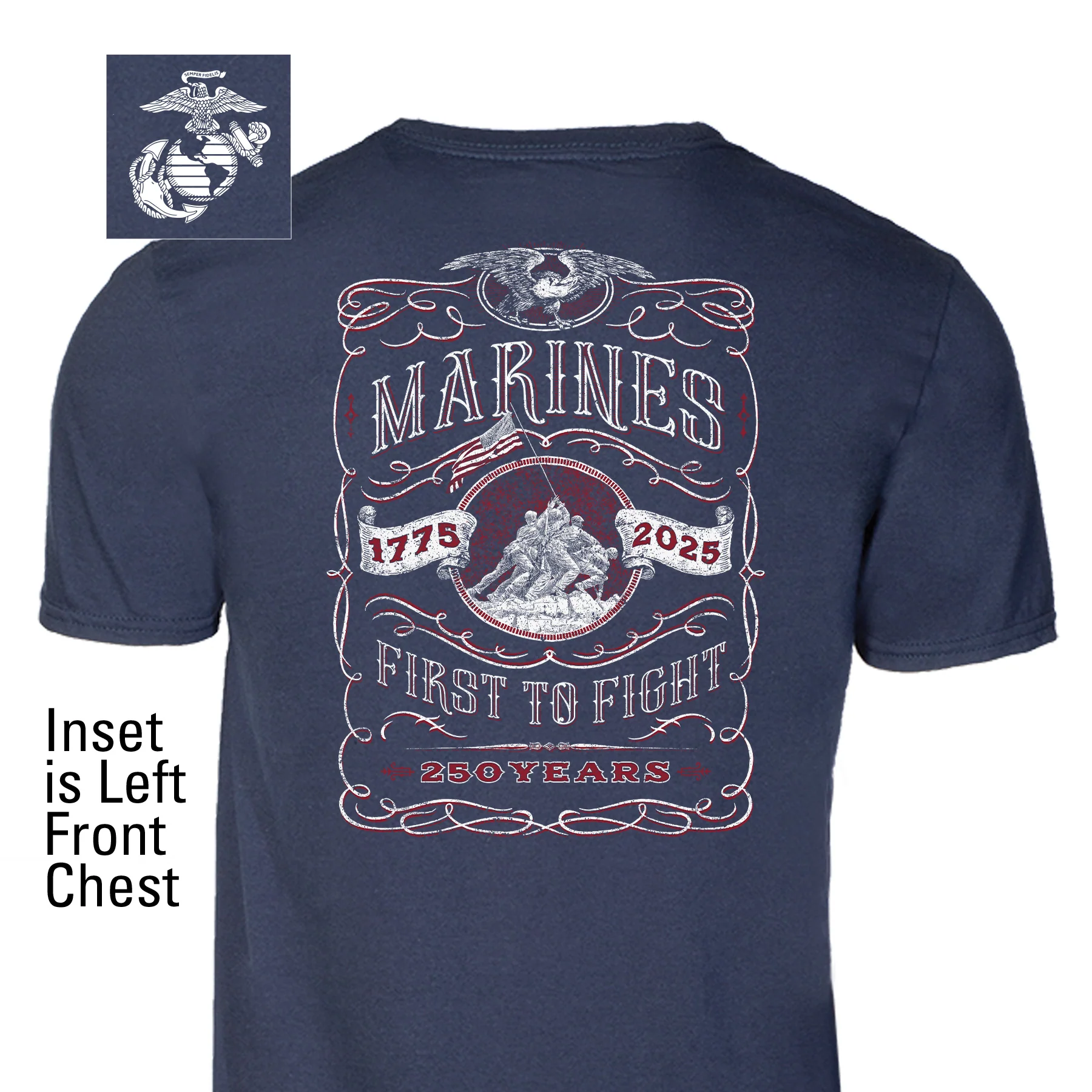 USMC 250 Years Iwo Jima T-Shirt- Back Design