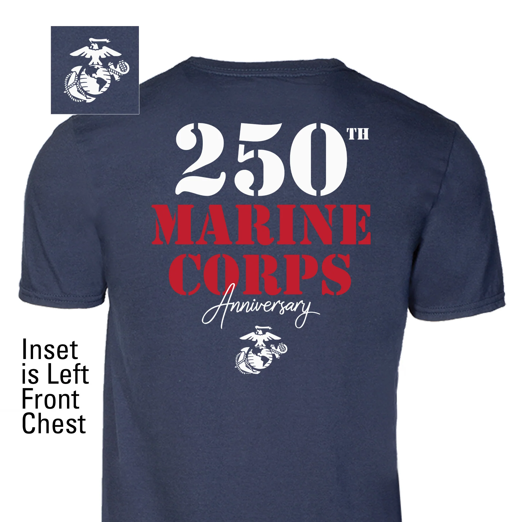 USMC 250th Anniversary Stencil T-Shirt- Back Design