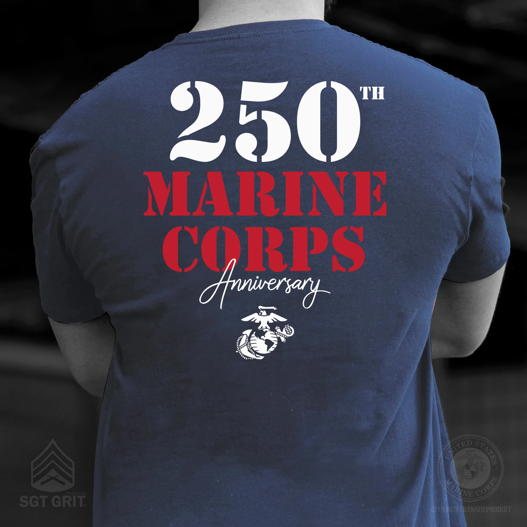USMC 250th Anniversary Stencil T-Shirt- Back Design - Image 2