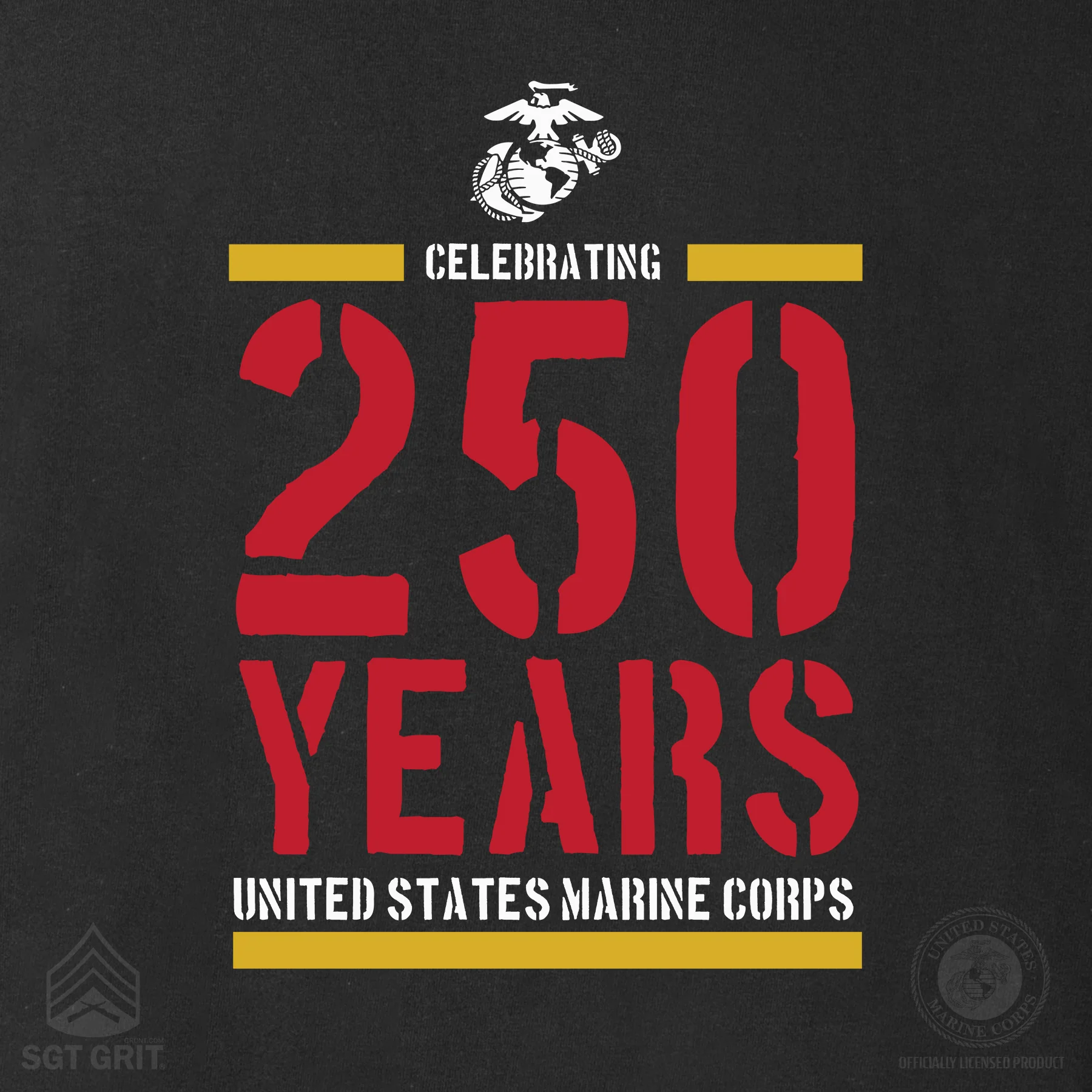 USMC Celebrating 250 Years Black T-Shirt- Back Design - Image 5