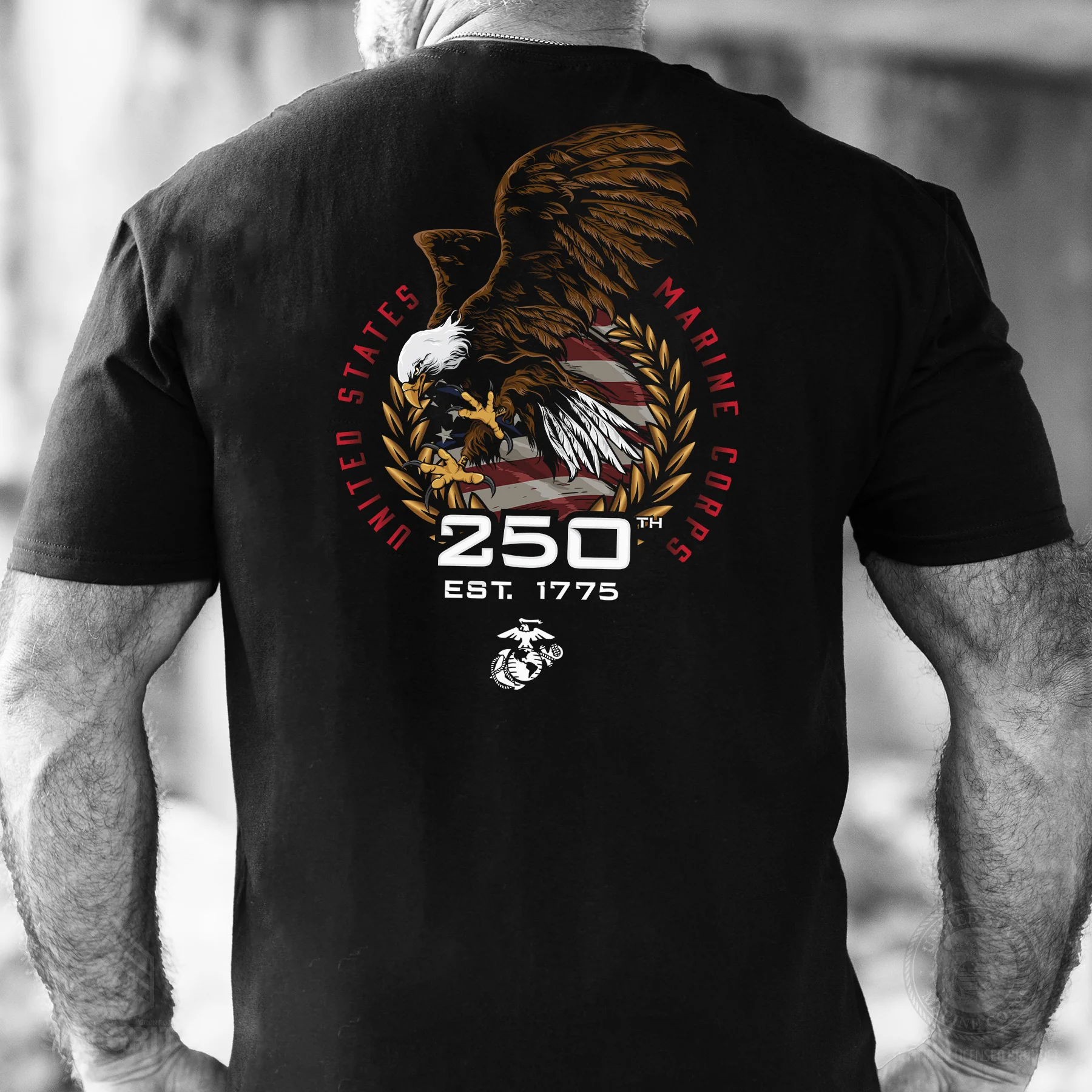 USMC 250th Anniversary Eagle T-Shirt- Back Design - Image 2