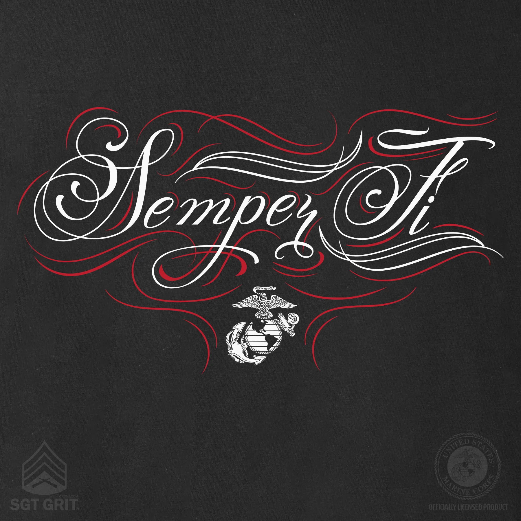 USMC Vintage Script Semper Fi T-Shirt - Image 3