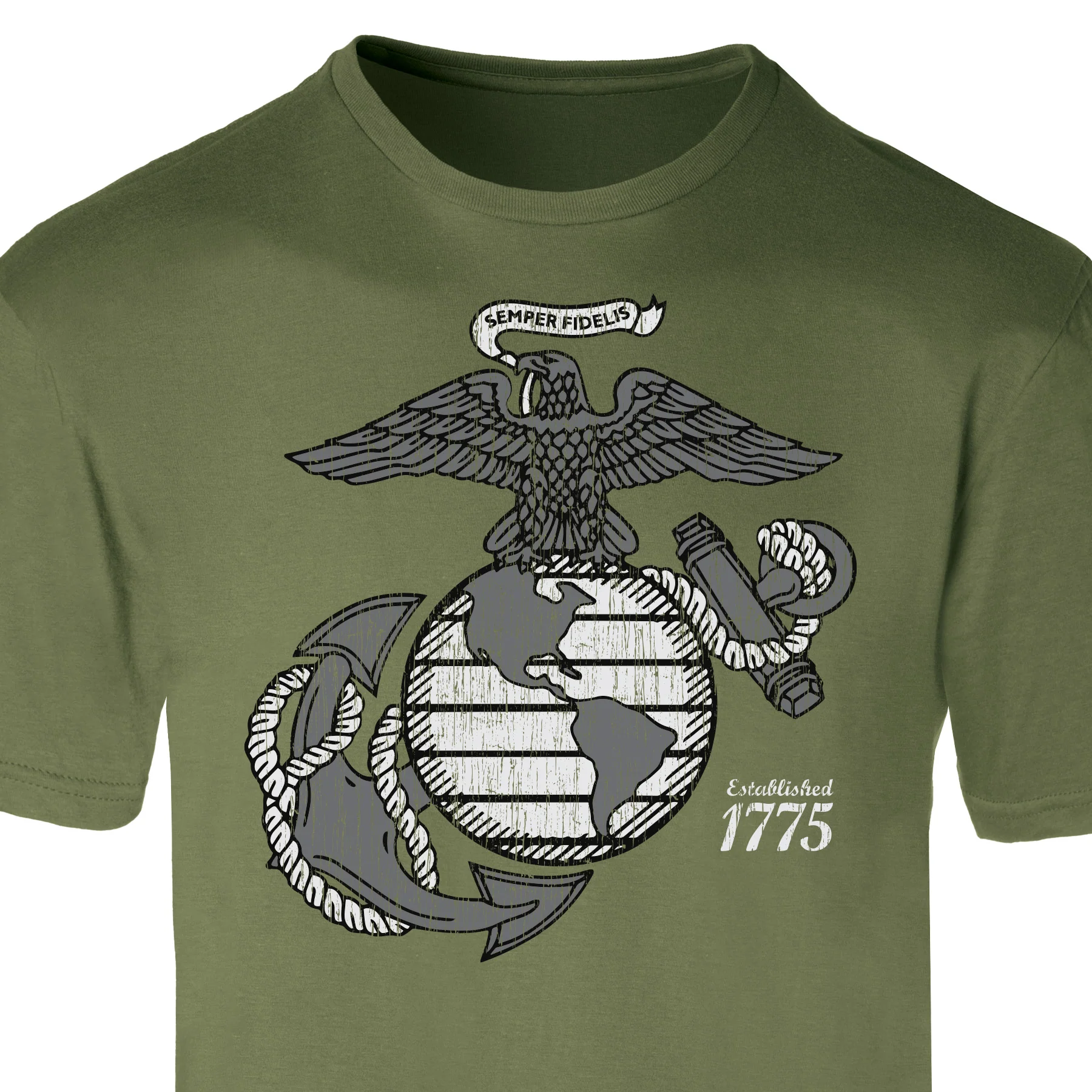 Grayscale Eagle, Globe, and Anchor T-Shirt - Image 2