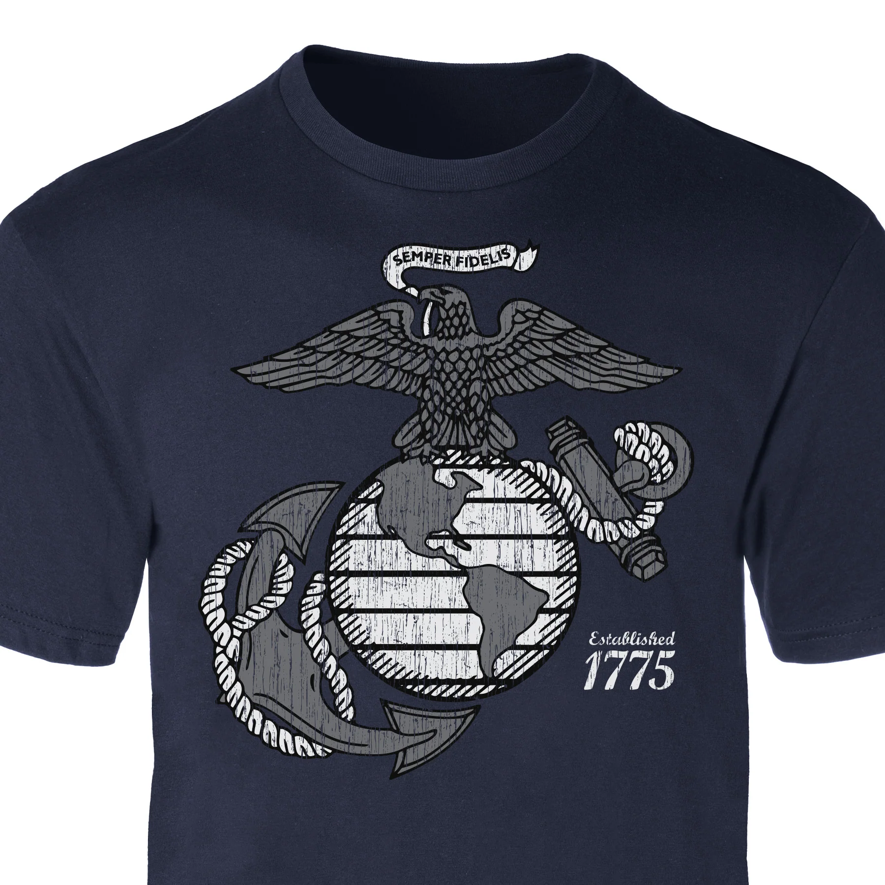 Grayscale Eagle, Globe, and Anchor T-Shirt - Image 4