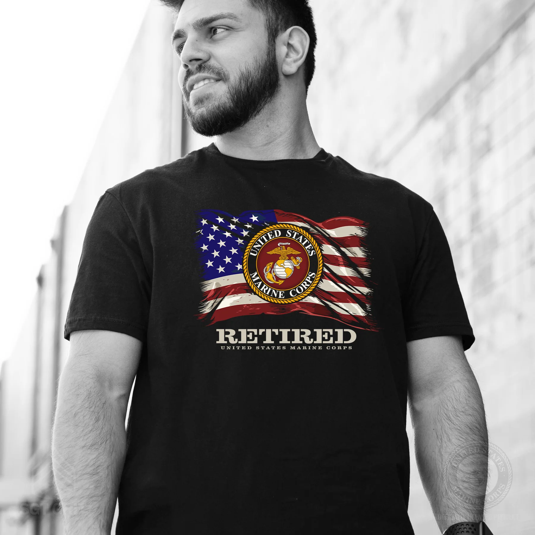Retired Marine Corps Flag and Seal T-Shirt - Image 2