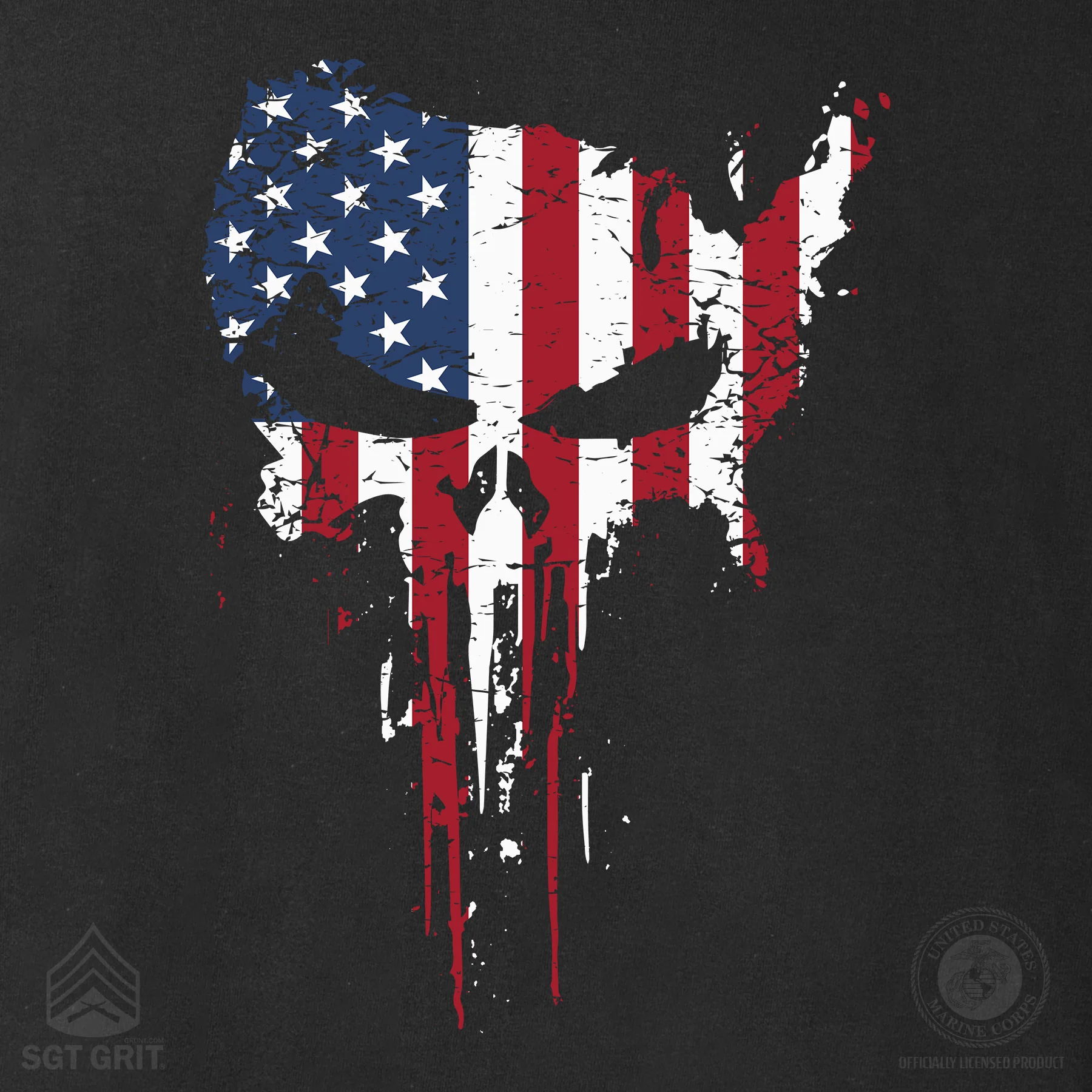 Distressed Skull American Flag T-Shirt - Image 3
