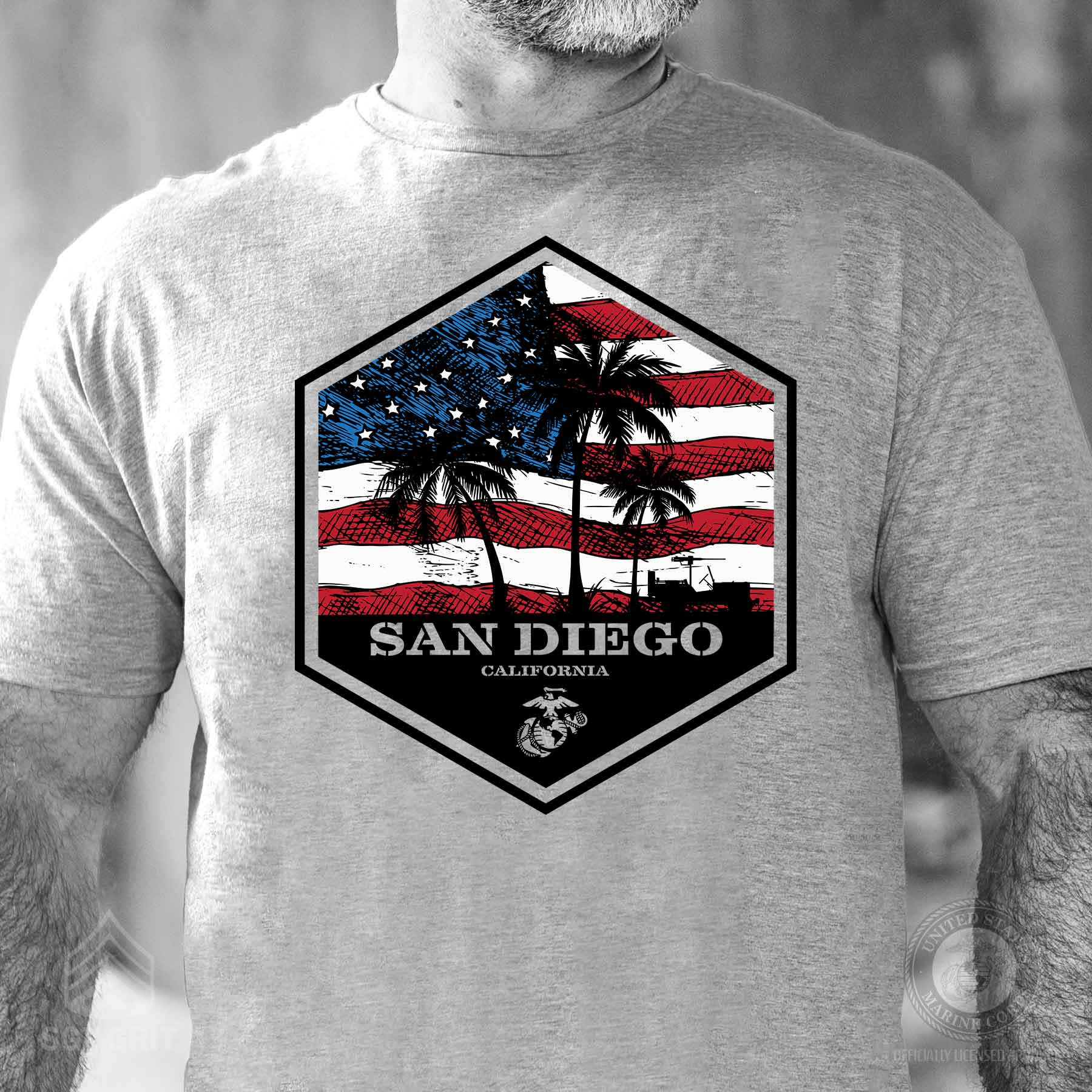 USMC Bootcamp Hexagon T-Shirt – Grey - Image 3