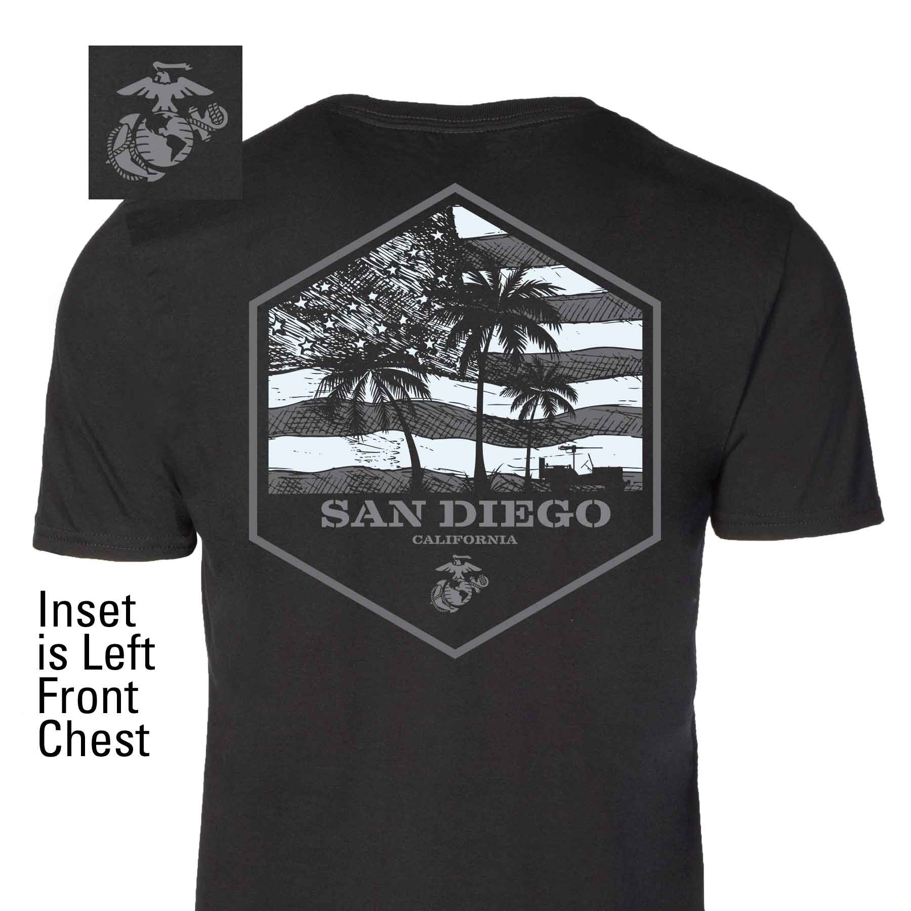 USMC Bootcamp Hexagon Back Design T-Shirt – Black