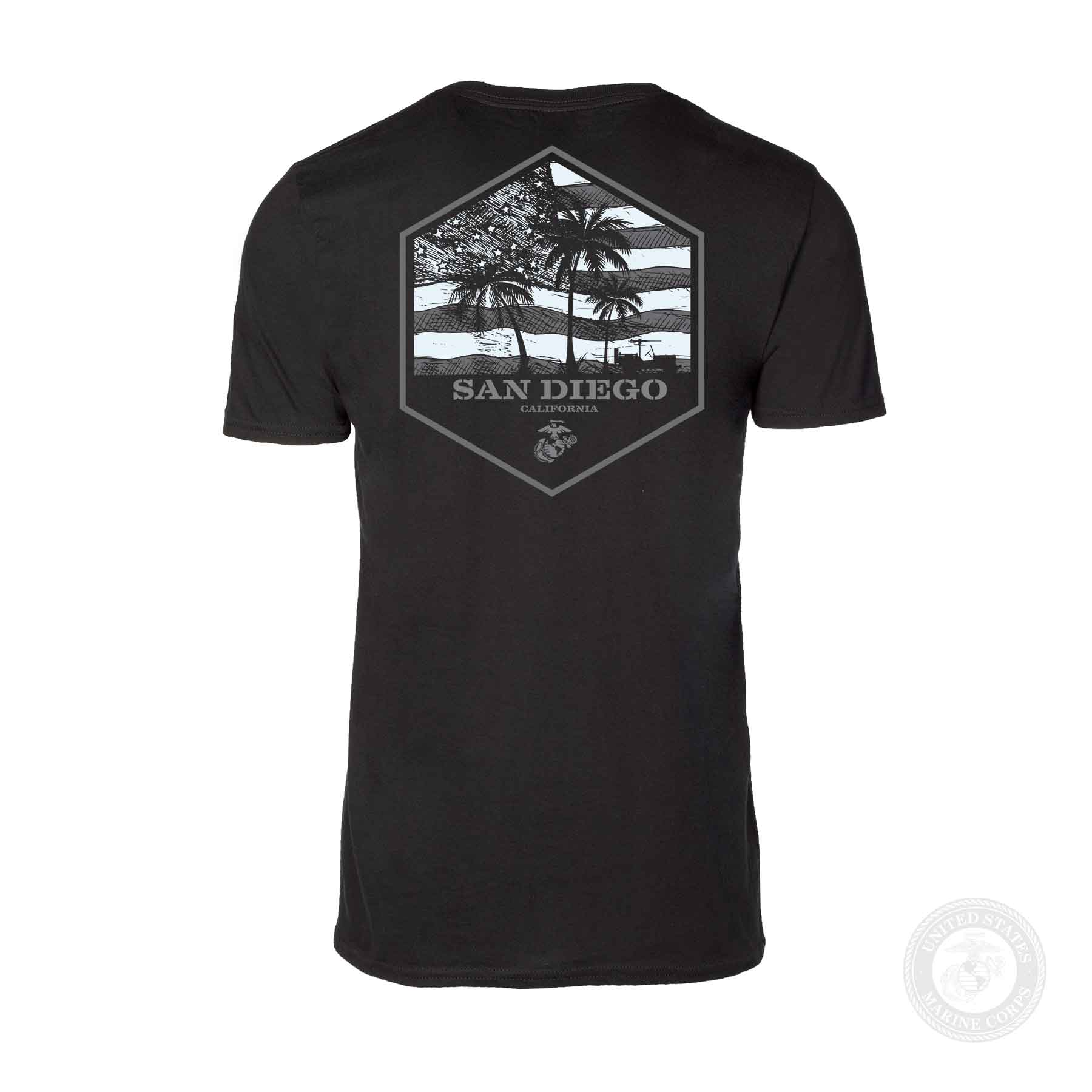 USMC Bootcamp Hexagon Back Design T-Shirt – Black - Image 11