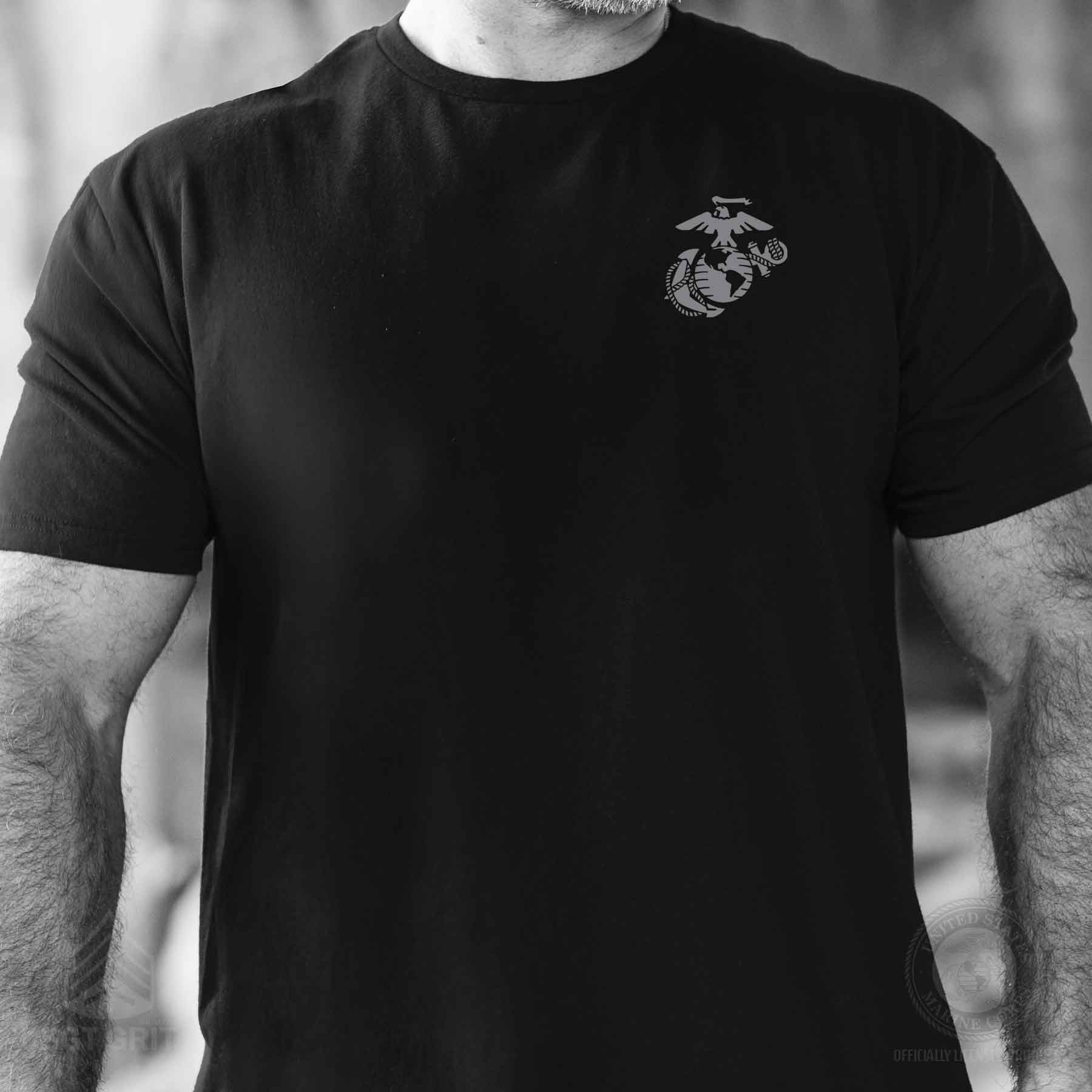 USMC Bootcamp Hexagon Back Design T-Shirt – Black - Image 5