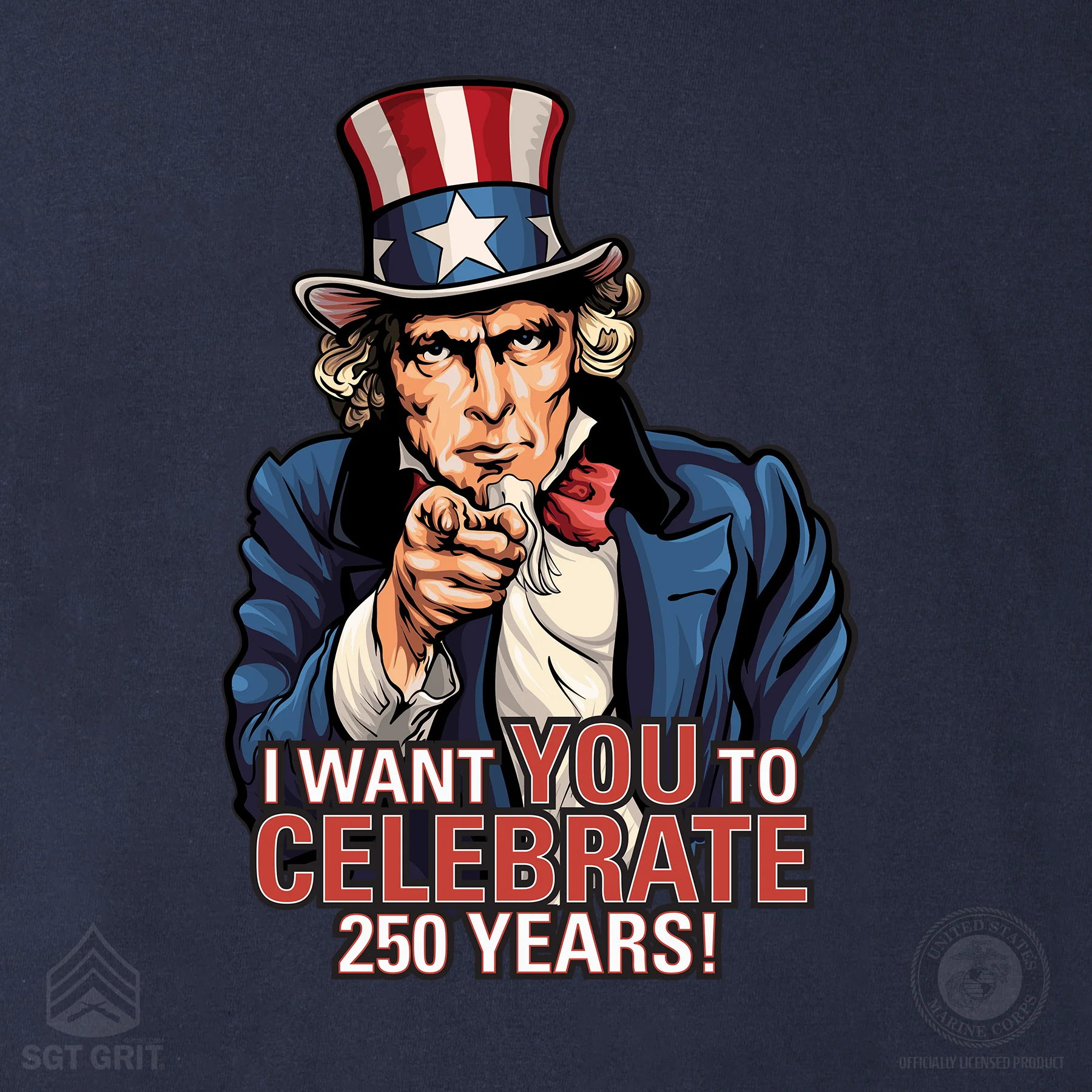 I Want You to Celebrate 250 Years T-Shirt - Back Design - Image 8