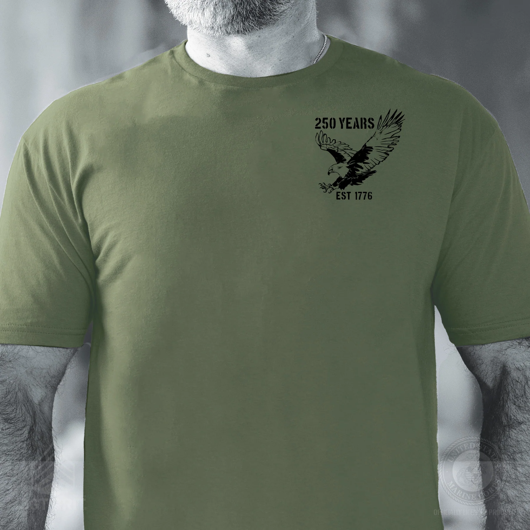 250 Years Eagle T-Shirt- OD Green - Image 2