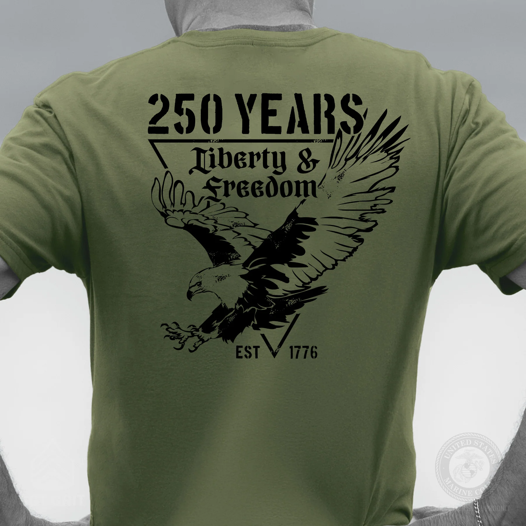 250 Years Eagle T-Shirt- OD Green - Image 3