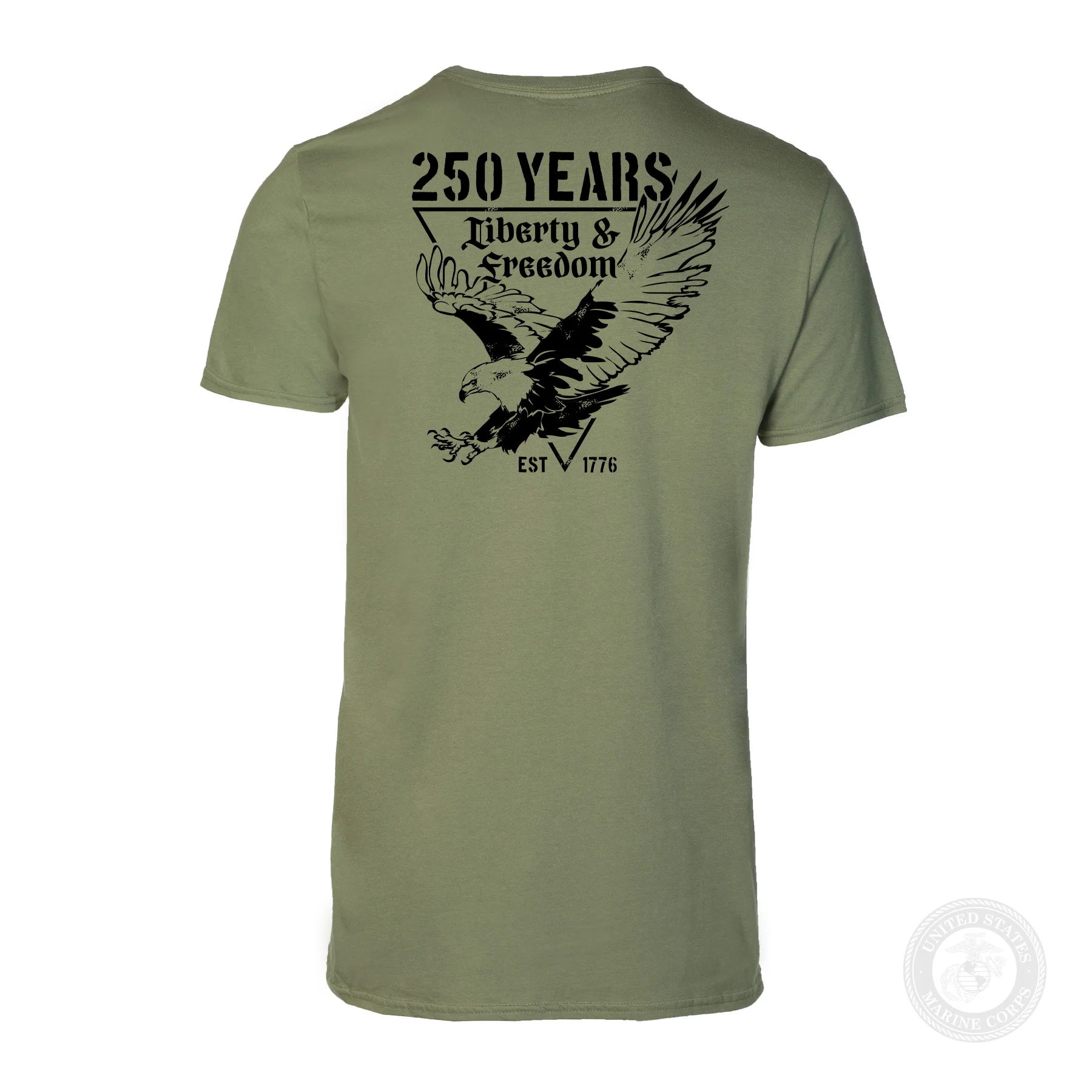250 Years Eagle T-Shirt- OD Green - Image 5