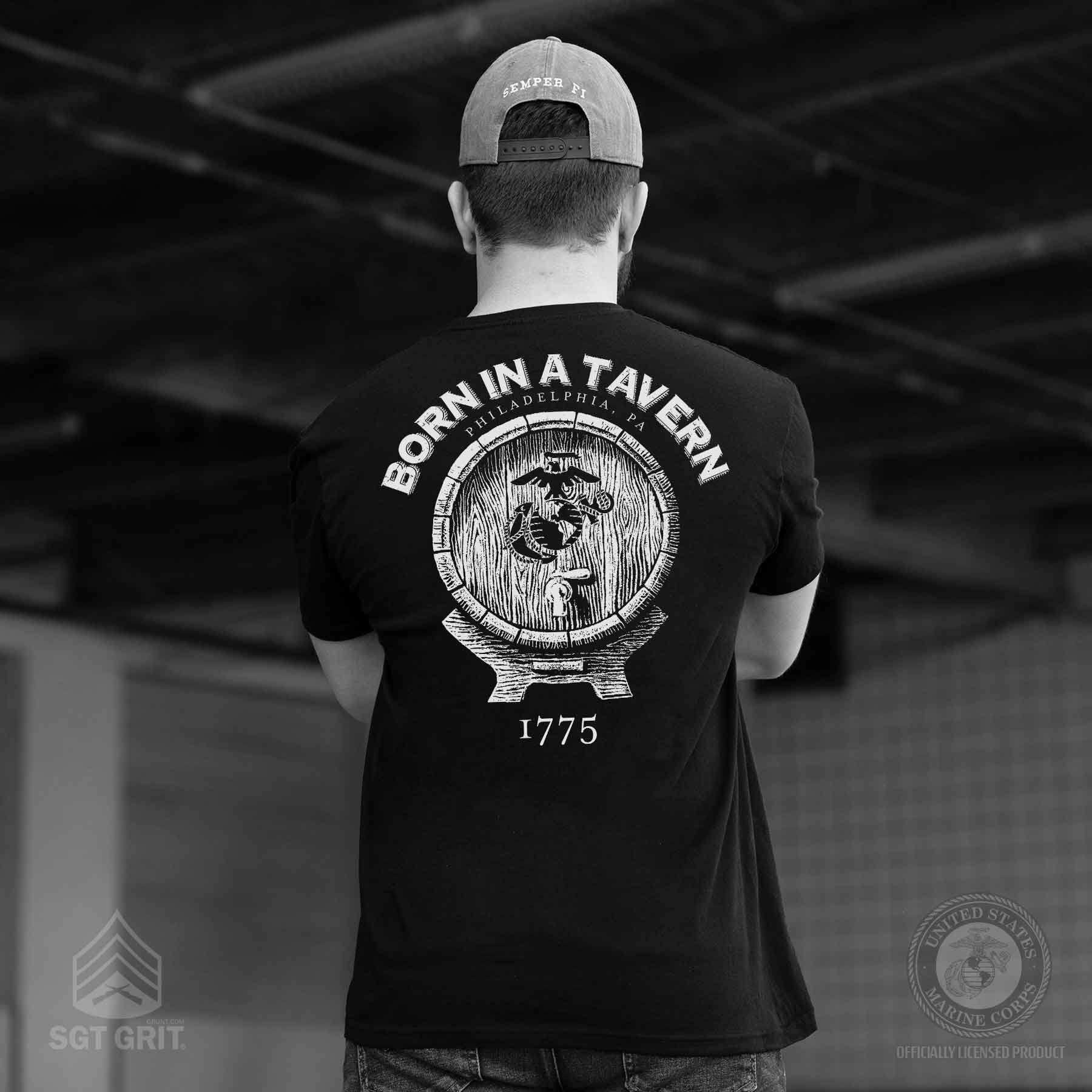 Born In A Tavern Back With Left Chest T-shirt - Image 6