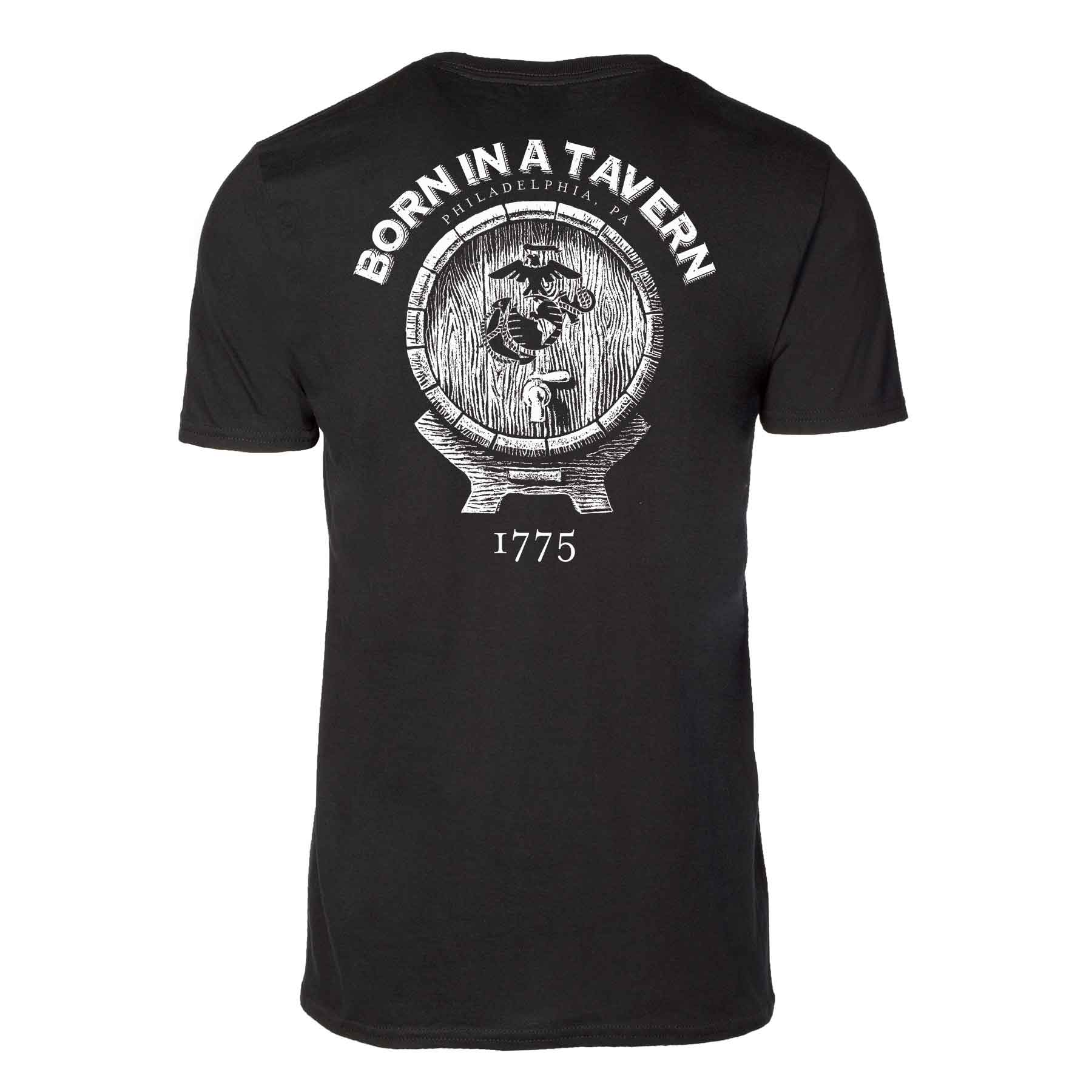 Born In A Tavern Back With Left Chest T-shirt - Image 8