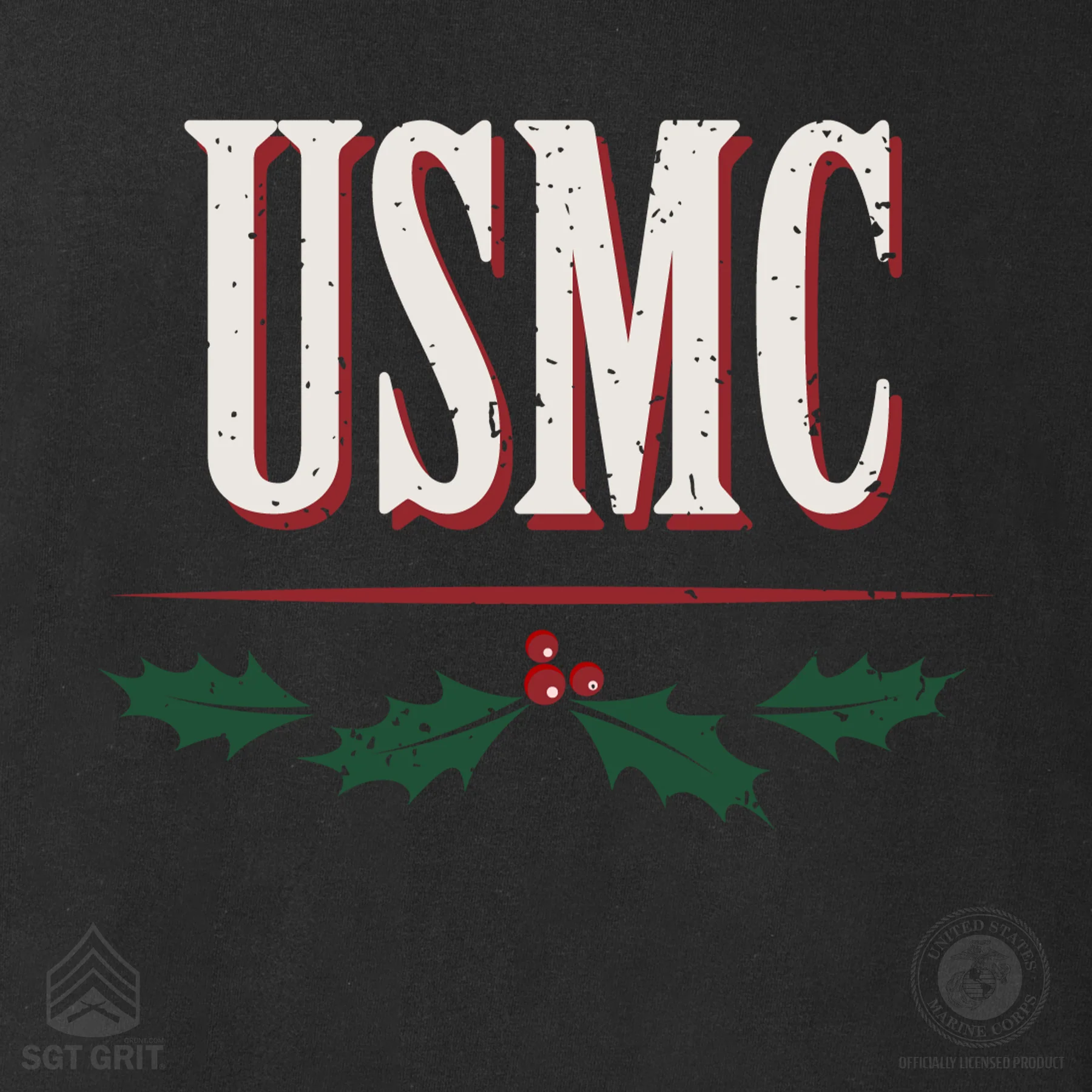 USMC Tun Tavern Christmas Sweatshirt Back Design- Black - Image 7
