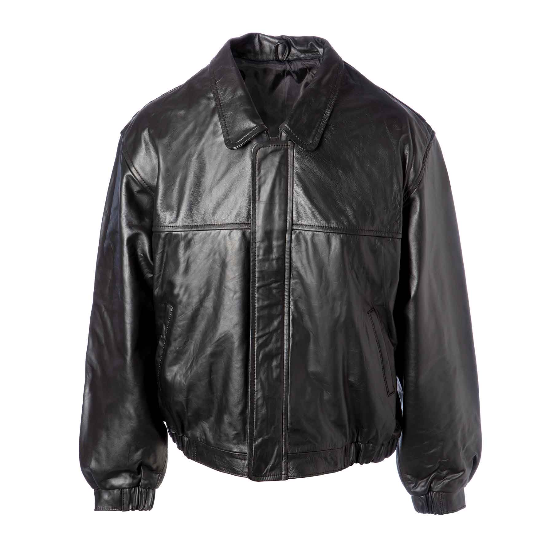 Embossed Black Leather Jacket - Image 2